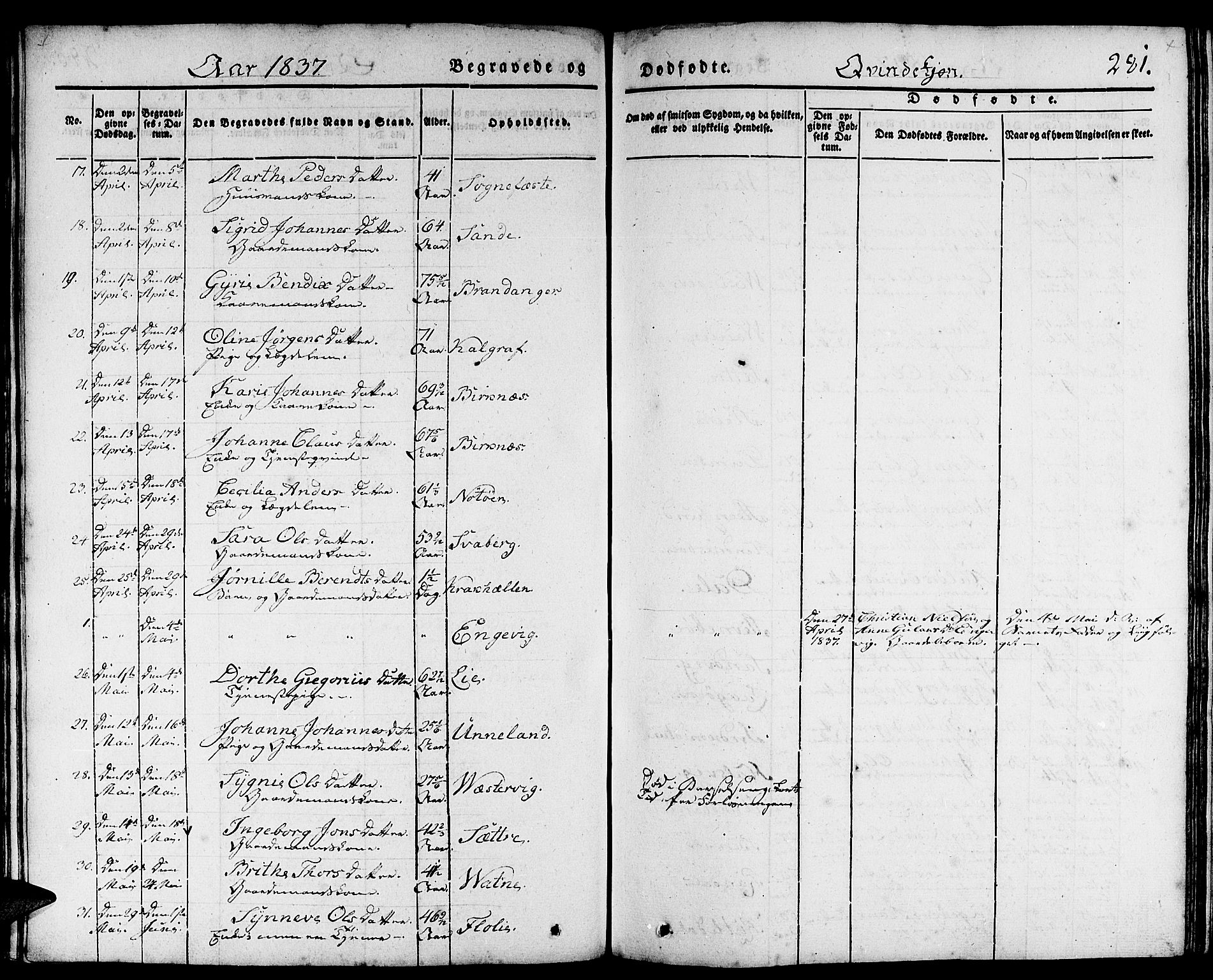 Gulen sokneprestembete, SAB/A-80201/H/Haa/Haaa/L0020: Parish register (official) no. A 20, 1837-1847, p. 281