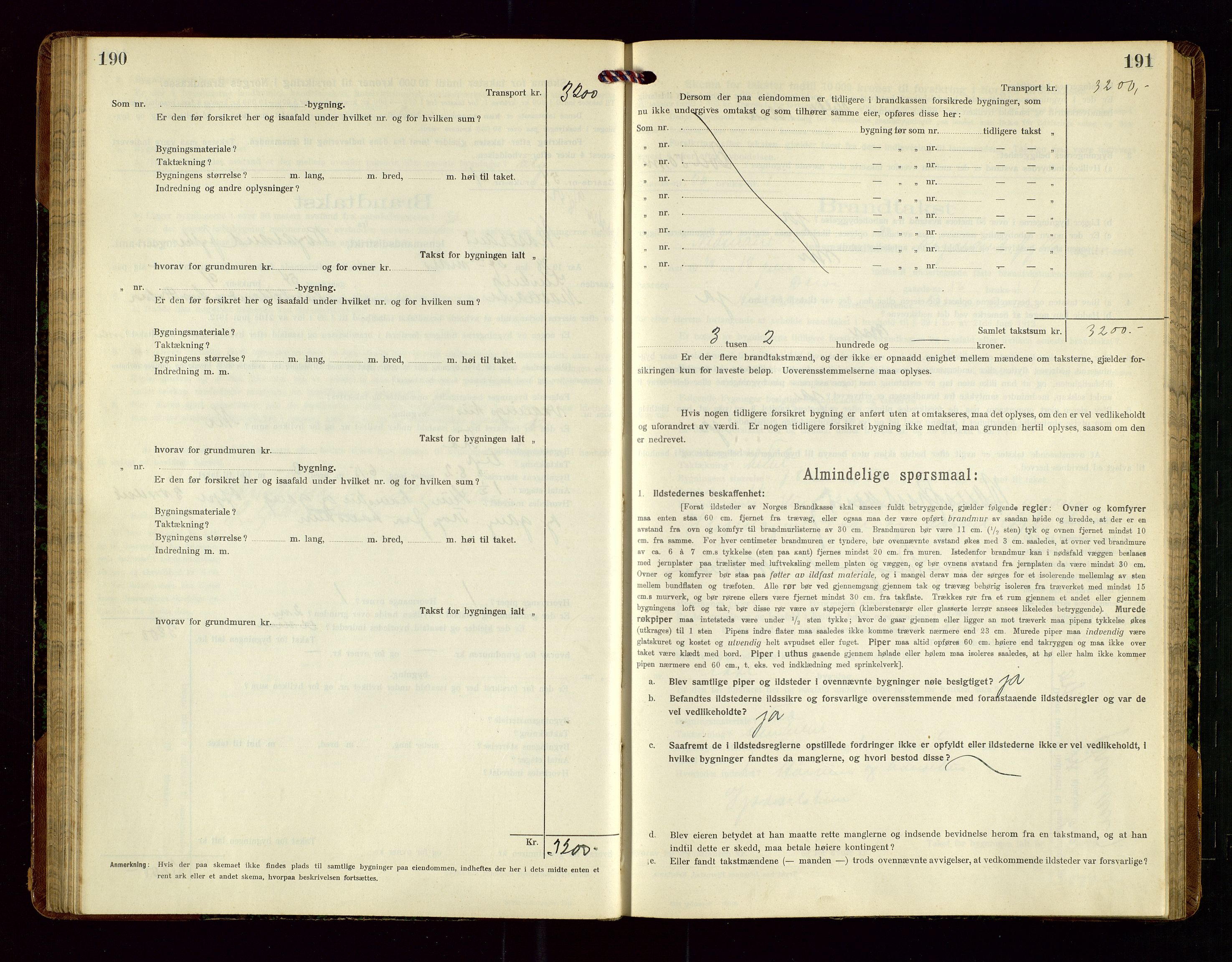 Nedstrand lensmannskontor, SAST/A-100236/Gob/L0002: "Brandtakstprotokol for Nerstrand lensmandsdistrikt Rogaland Fylke", 1916-1949, p. 190-191
