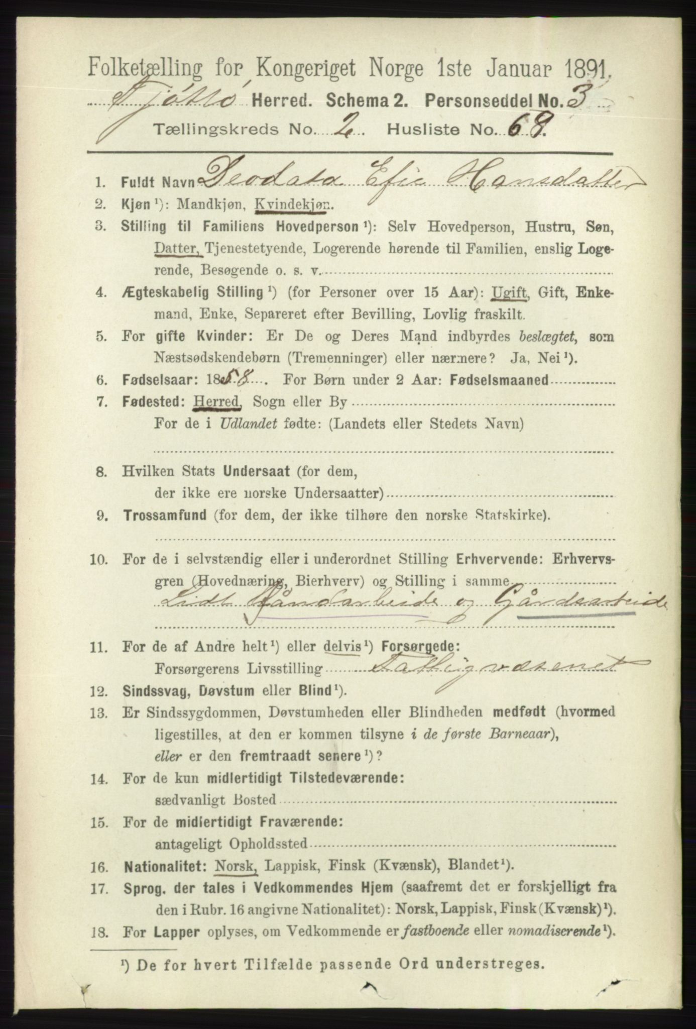 RA, 1891 census for 1817 Tjøtta, 1891, p. 1351