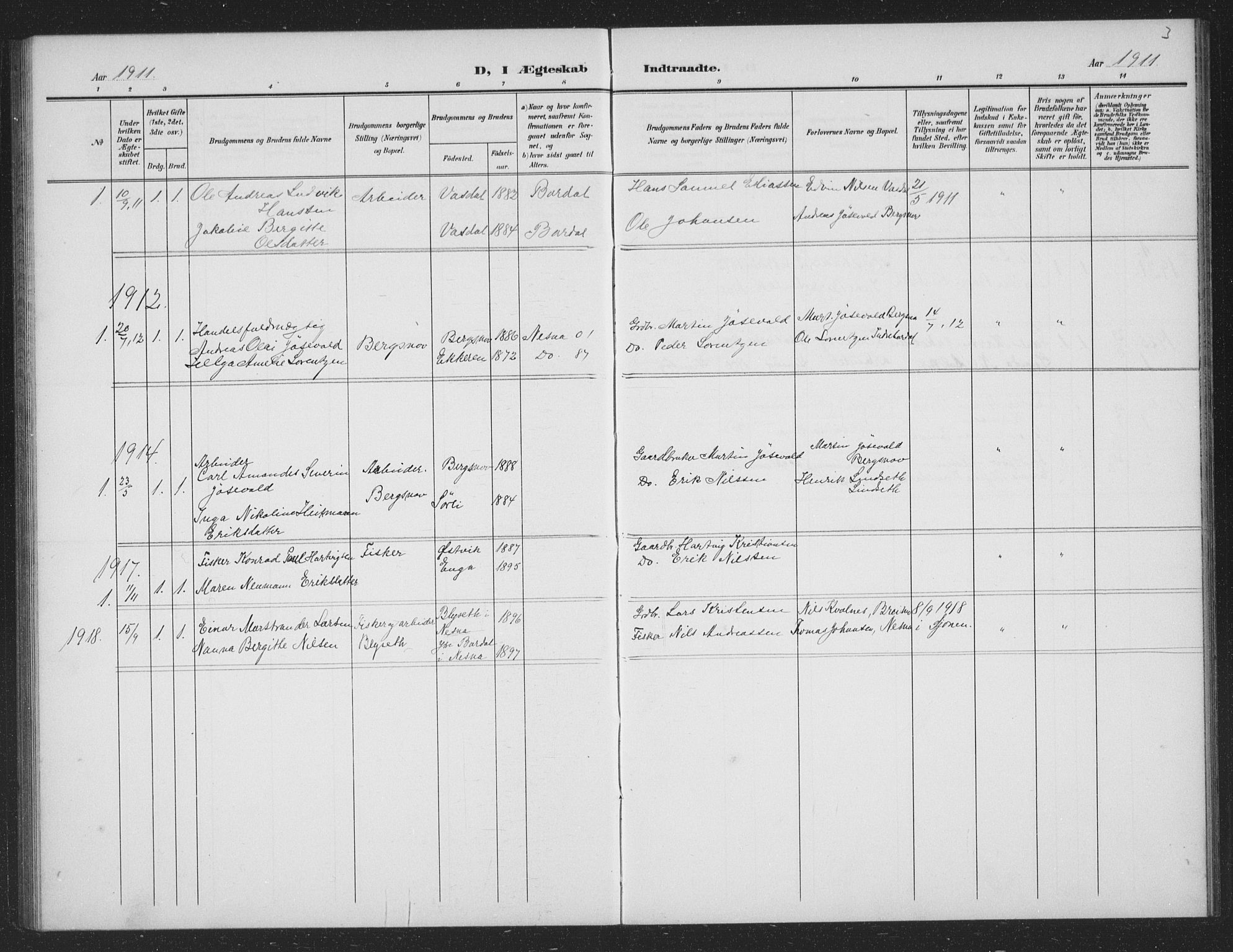 Ministerialprotokoller, klokkerbøker og fødselsregistre - Nordland, AV/SAT-A-1459/833/L0502: Parish register (copy) no. 833C01, 1906-1934, p. 3