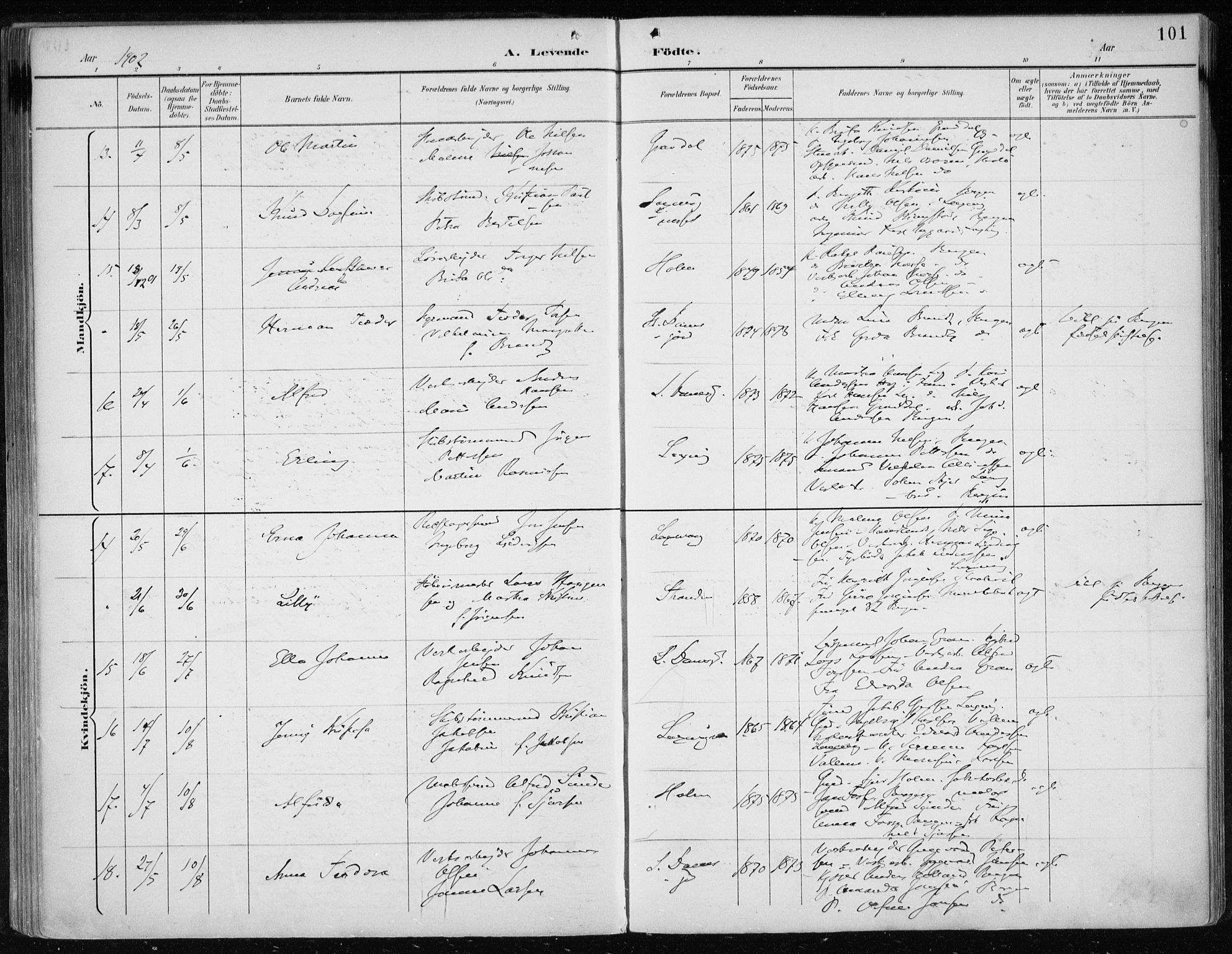 Askøy Sokneprestembete, SAB/A-74101/H/Ha/Haa/Haae/L0003: Parish register (official) no. E 3, 1891-1903, p. 101