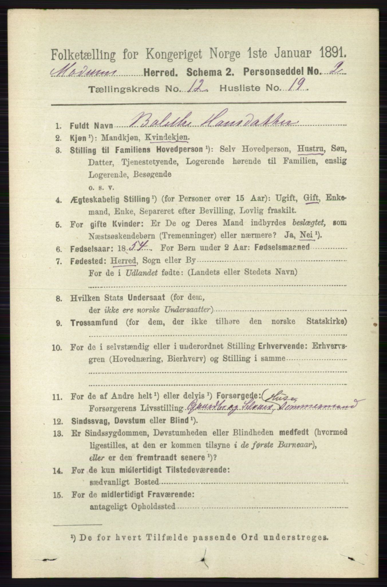 RA, 1891 census for 0623 Modum, 1891, p. 4556