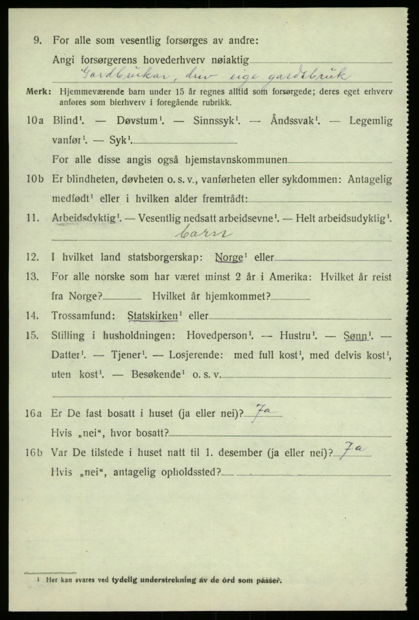 SAB, 1920 census for Sogndal, 1920, p. 7516