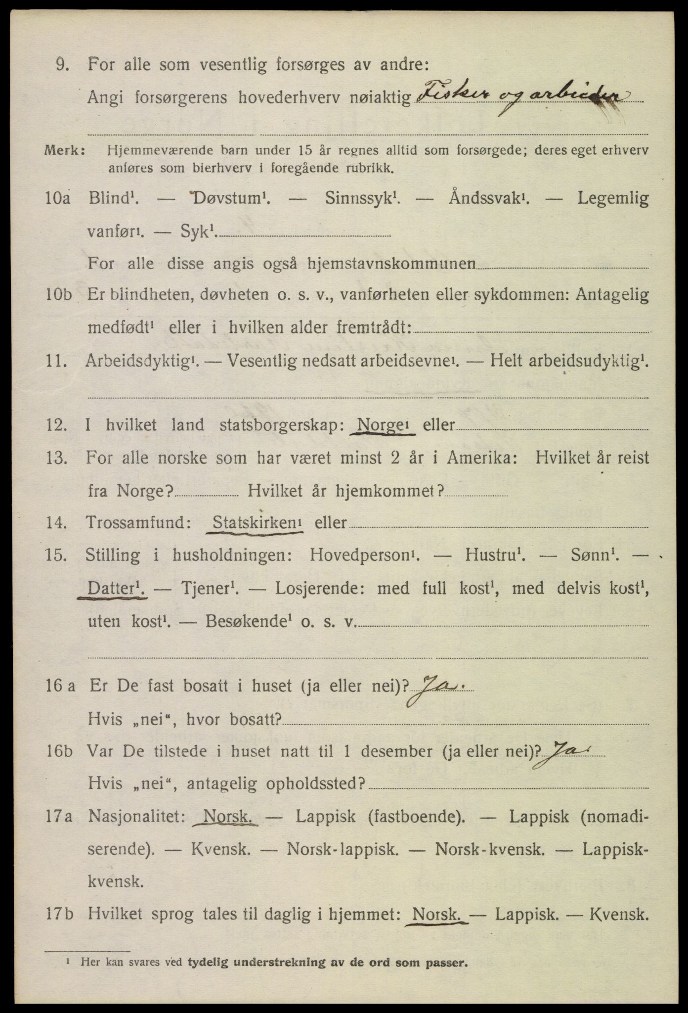 SAT, 1920 census for Saltdal, 1920, p. 1242