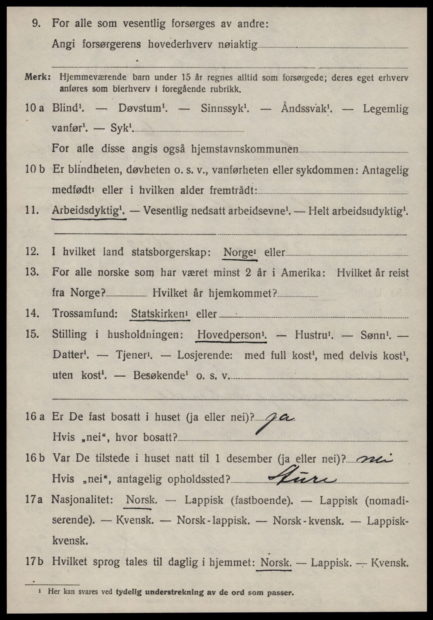 SAT, 1920 census for Hemne, 1920, p. 7943