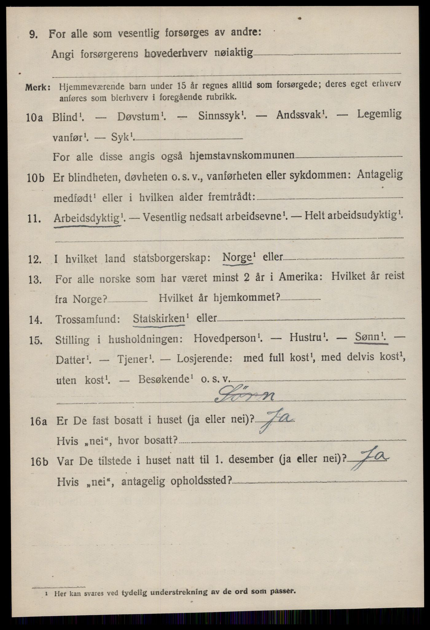 SAT, 1920 census for Tingvoll, 1920, p. 5101