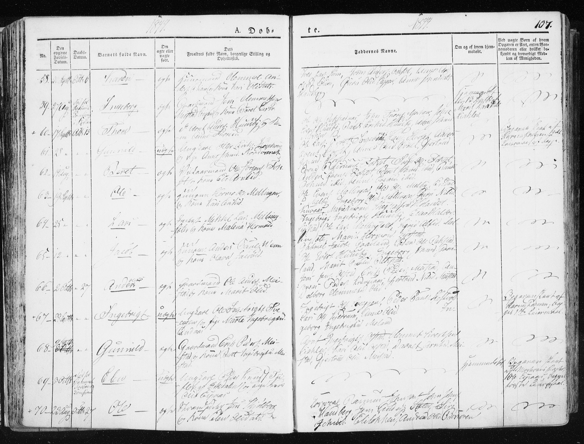 Ministerialprotokoller, klokkerbøker og fødselsregistre - Sør-Trøndelag, AV/SAT-A-1456/665/L0771: Parish register (official) no. 665A06, 1830-1856, p. 107