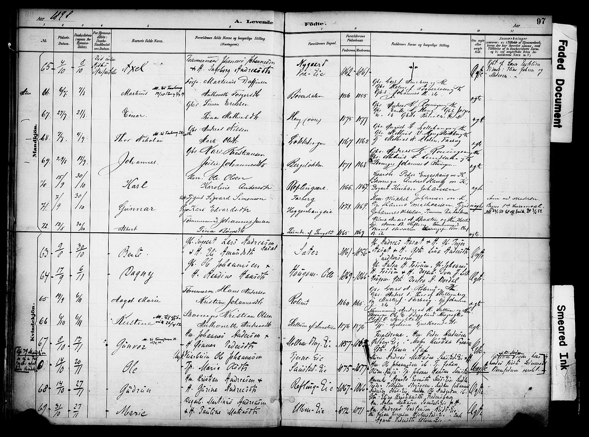 Ringsaker prestekontor, AV/SAH-PREST-014/K/Ka/L0017: Parish register (official) no. 17, 1891-1902, p. 97