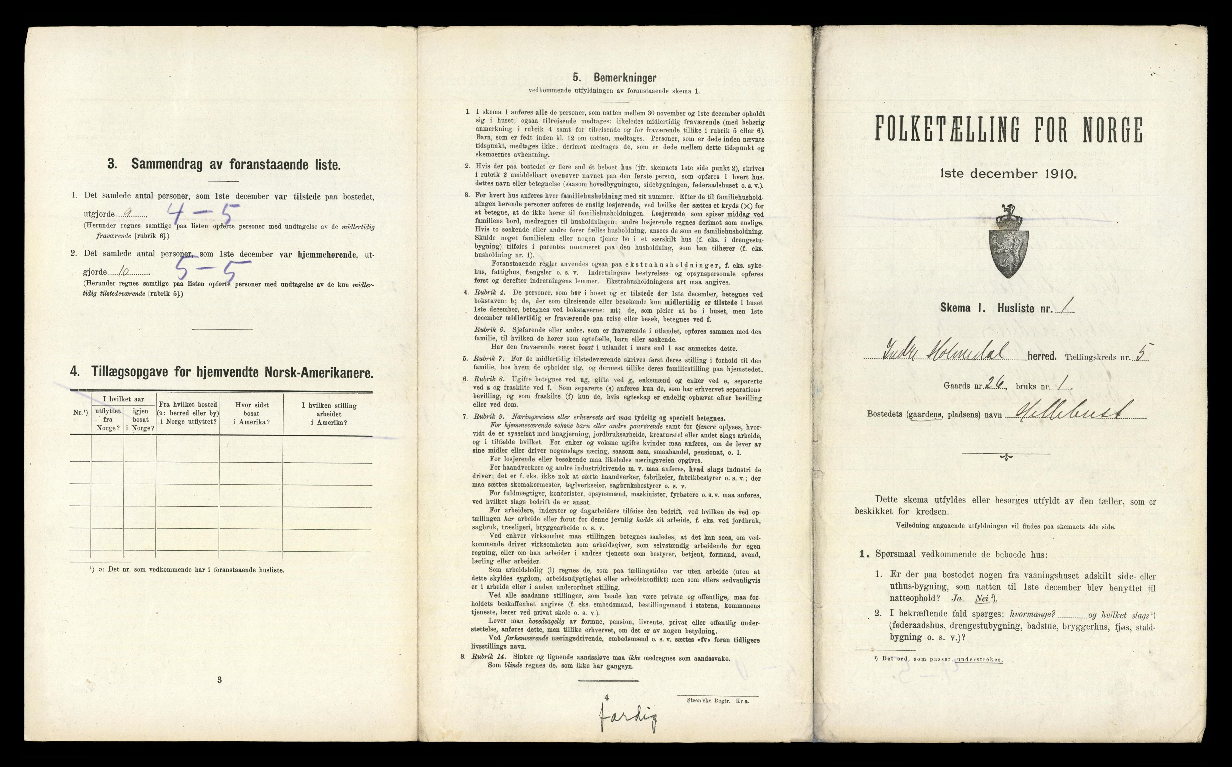 RA, 1910 census for Indre Holmedal, 1910, p. 340