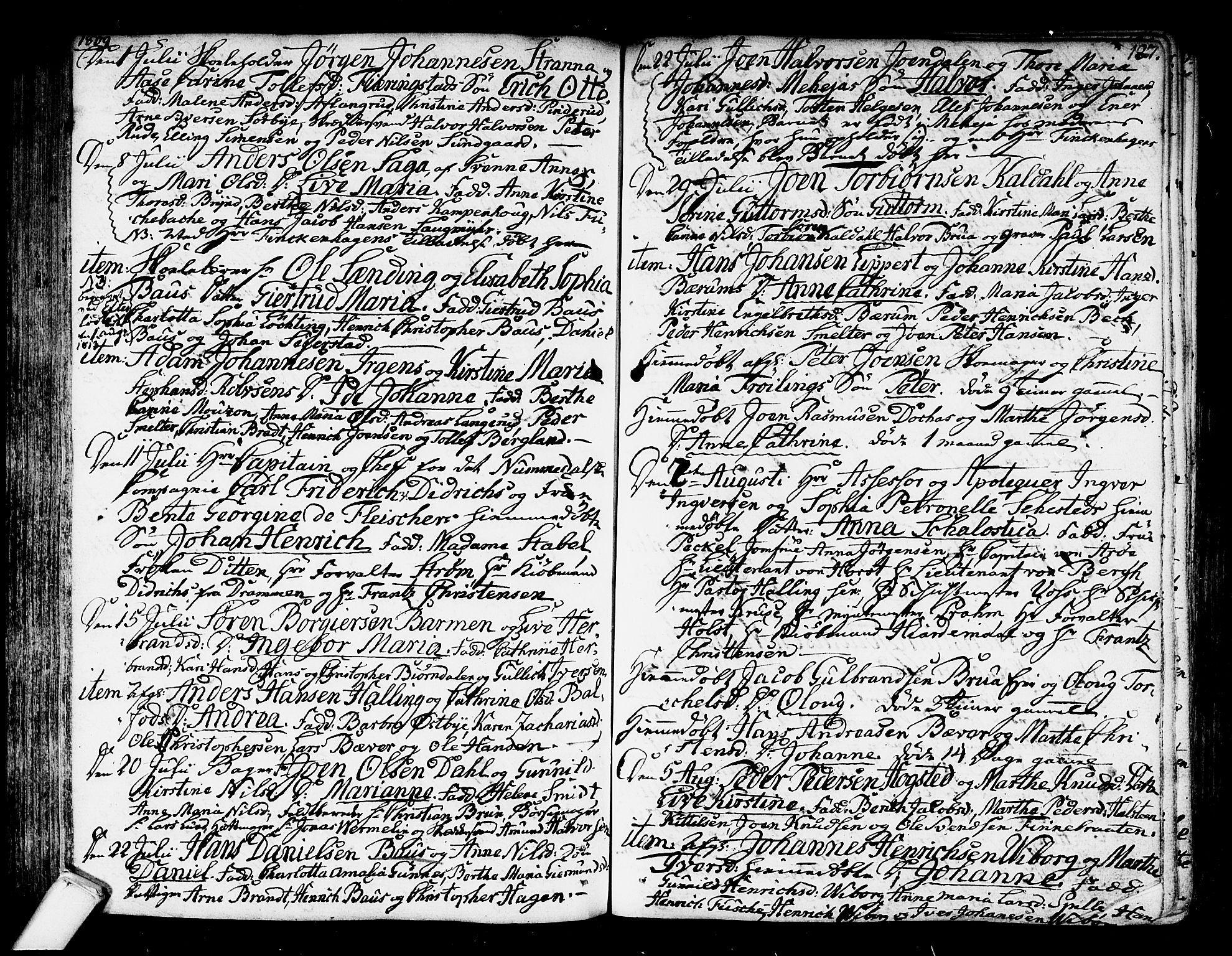 Kongsberg kirkebøker, SAKO/A-22/F/Fa/L0007: Parish register (official) no. I 7, 1795-1816, p. 127