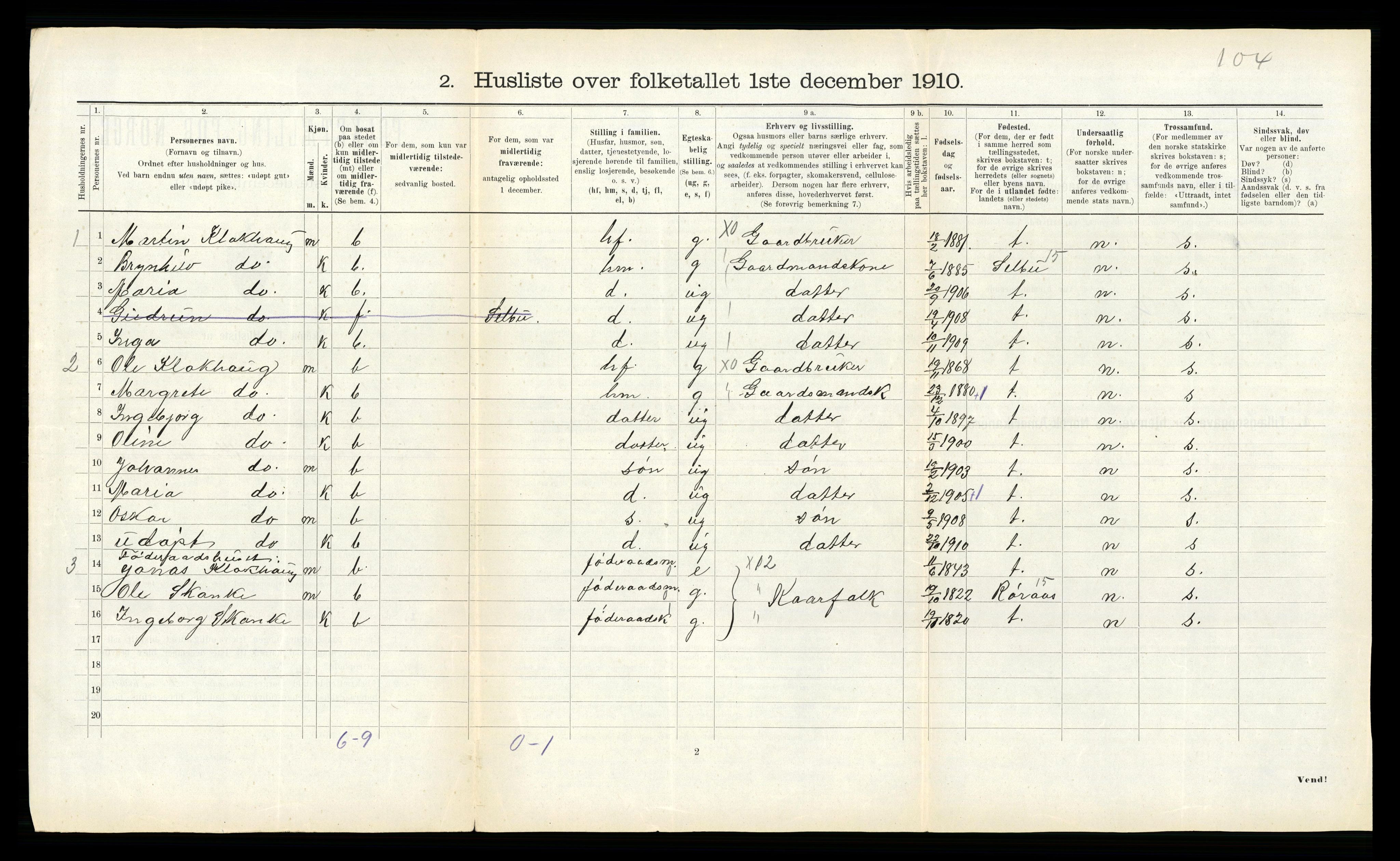 RA, 1910 census for Meråker, 1910, p. 185