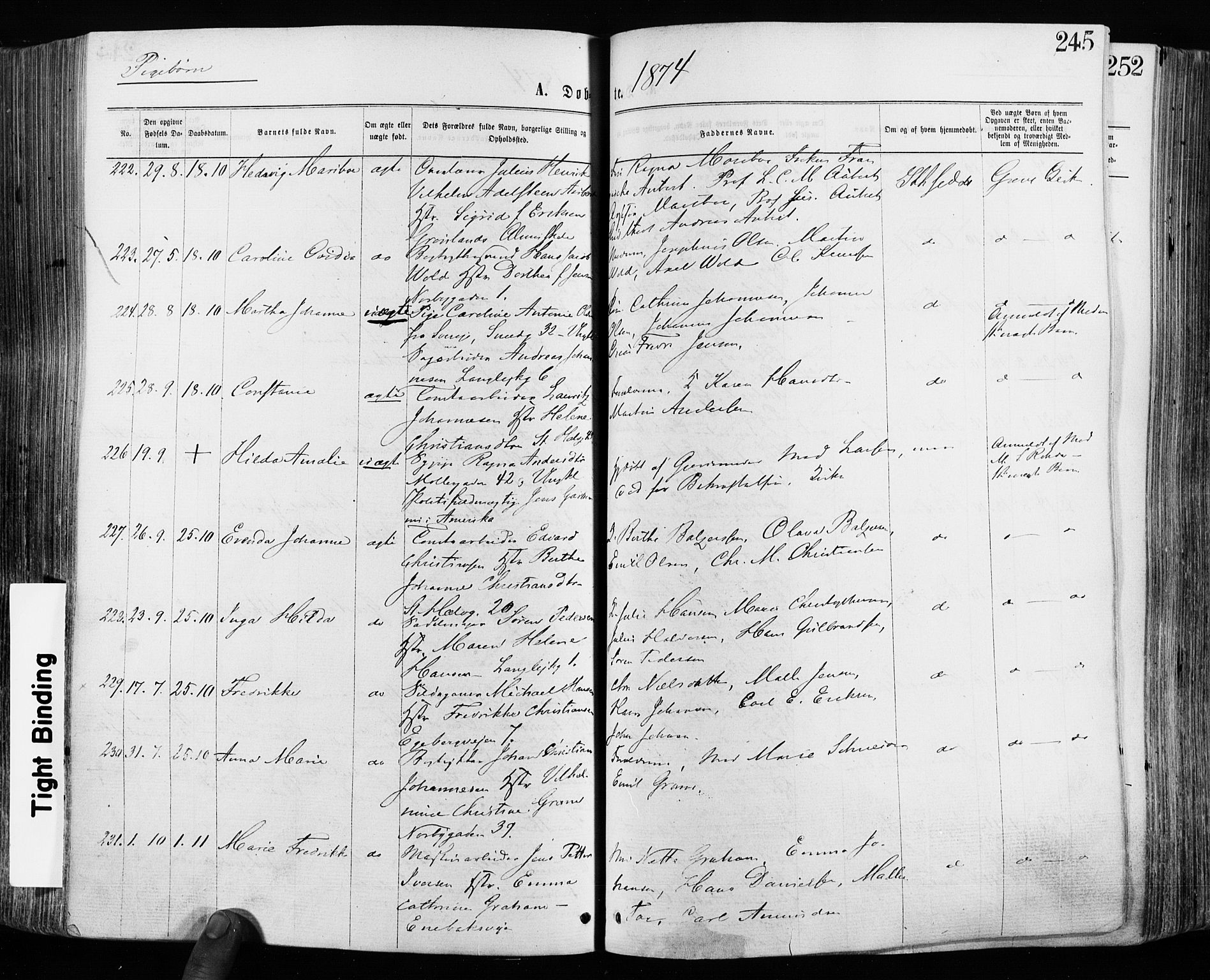 Grønland prestekontor Kirkebøker, SAO/A-10848/F/Fa/L0004: Parish register (official) no. 4, 1869-1880, p. 245