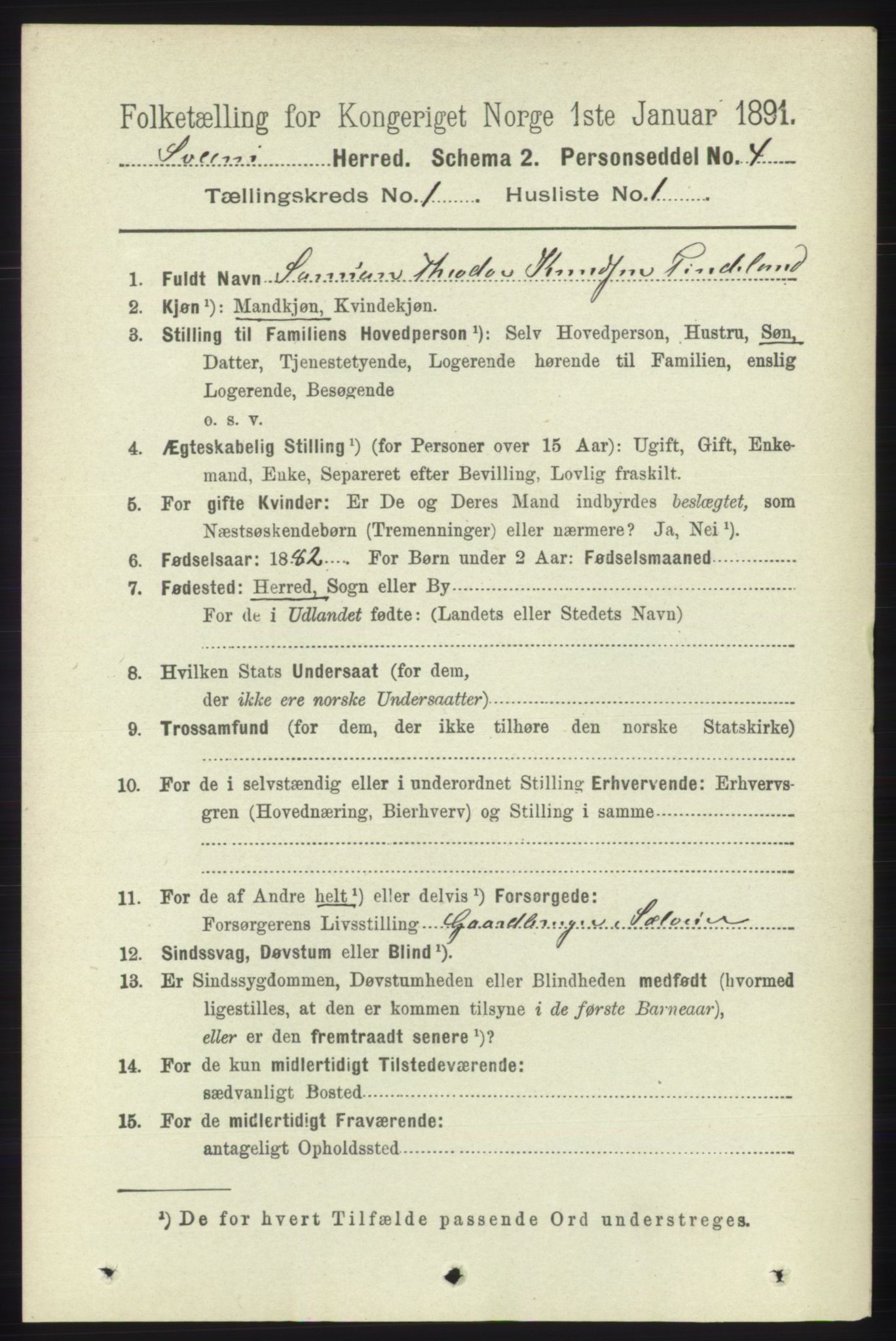 RA, 1891 census for 1216 Sveio, 1891, p. 109