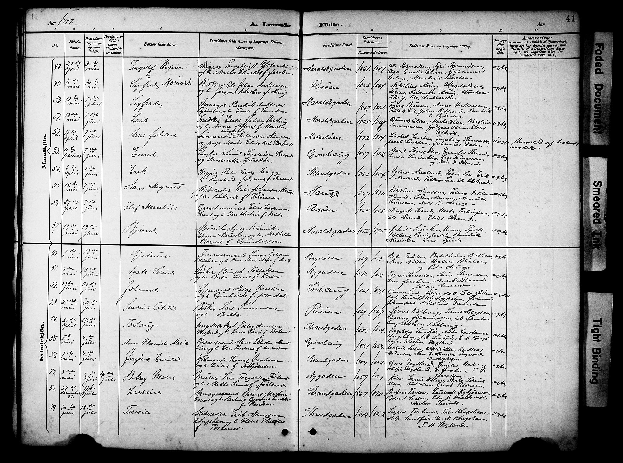 Haugesund sokneprestkontor, AV/SAST-A -101863/H/Ha/Hab/L0005: Parish register (copy) no. B 5, 1894-1908, p. 41
