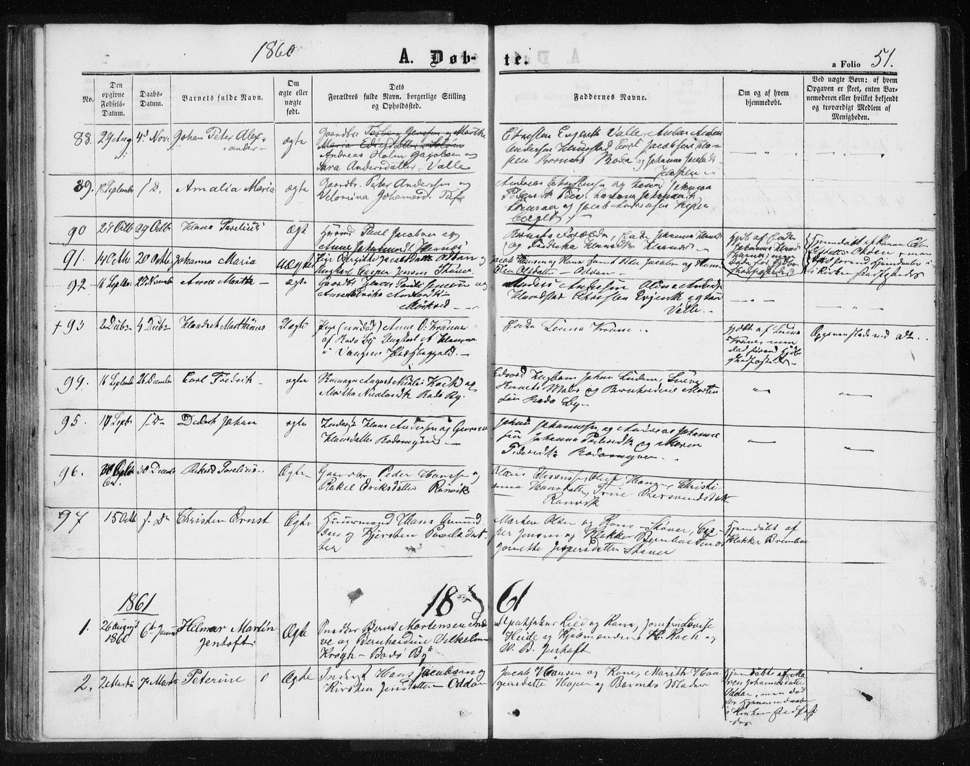 Ministerialprotokoller, klokkerbøker og fødselsregistre - Nordland, SAT/A-1459/801/L0028: Parish register (copy) no. 801C03, 1855-1867, p. 51