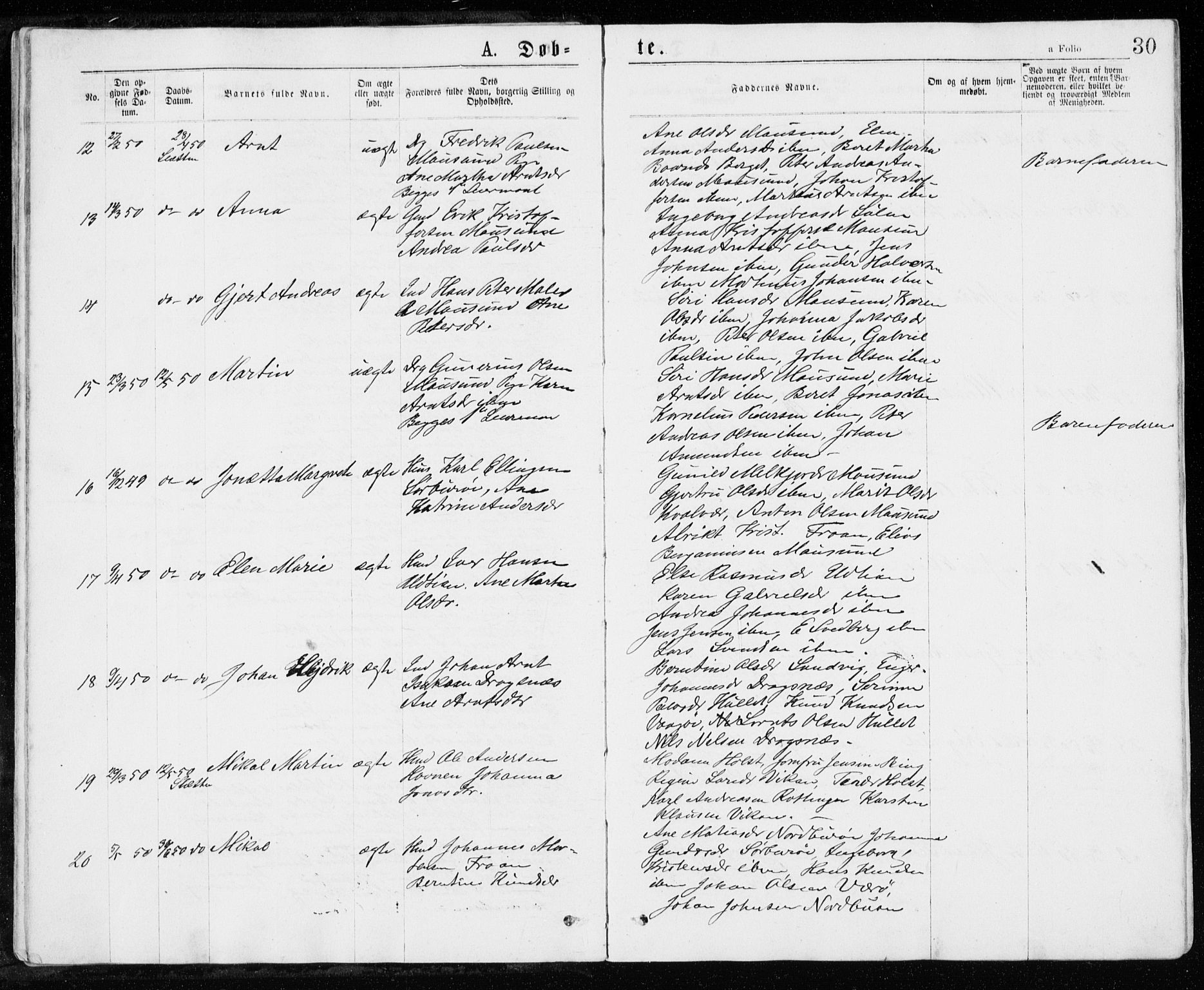 Ministerialprotokoller, klokkerbøker og fødselsregistre - Sør-Trøndelag, SAT/A-1456/640/L0576: Parish register (official) no. 640A01, 1846-1876, p. 30