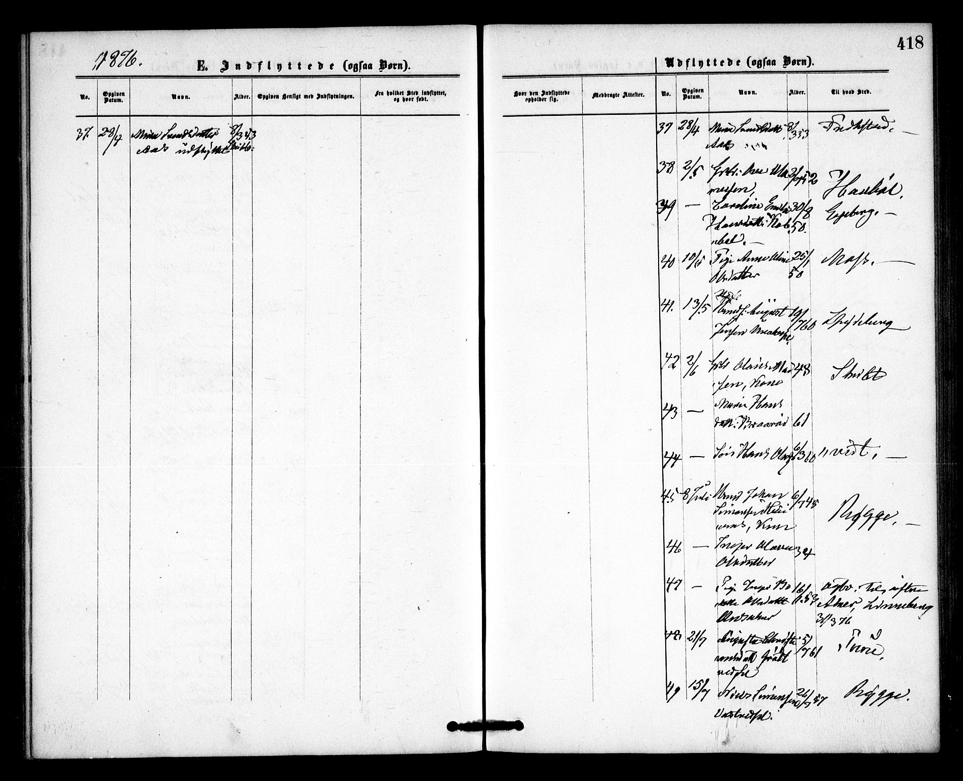 Våler prestekontor Kirkebøker, AV/SAO-A-11083/F/Fa/L0009: Parish register (official) no. I 9, 1873-1877, p. 418