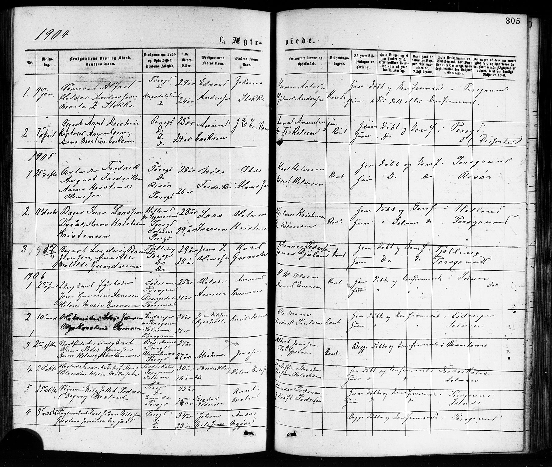 Porsgrunn kirkebøker , SAKO/A-104/G/Ga/L0003: Parish register (copy) no. I 3, 1877-1915, p. 305