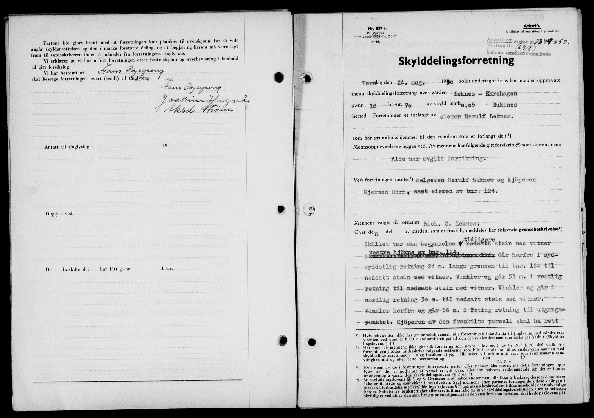Lofoten sorenskriveri, SAT/A-0017/1/2/2C/L0024a: Mortgage book no. 24a, 1950-1950, Diary no: : 2379/1950