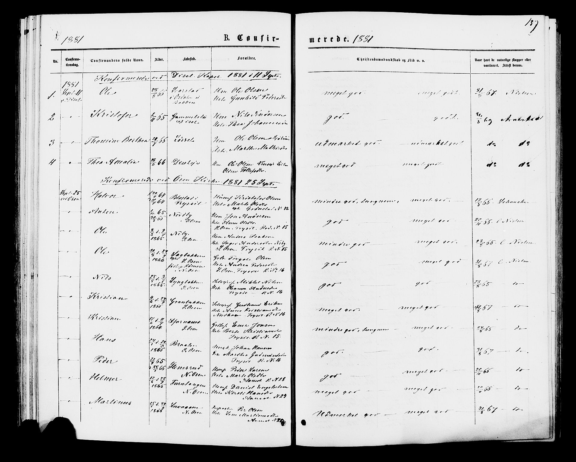 Åmot prestekontor, Hedmark, SAH/PREST-056/H/Ha/Haa/L0009: Parish register (official) no. 9, 1875-1883, p. 137