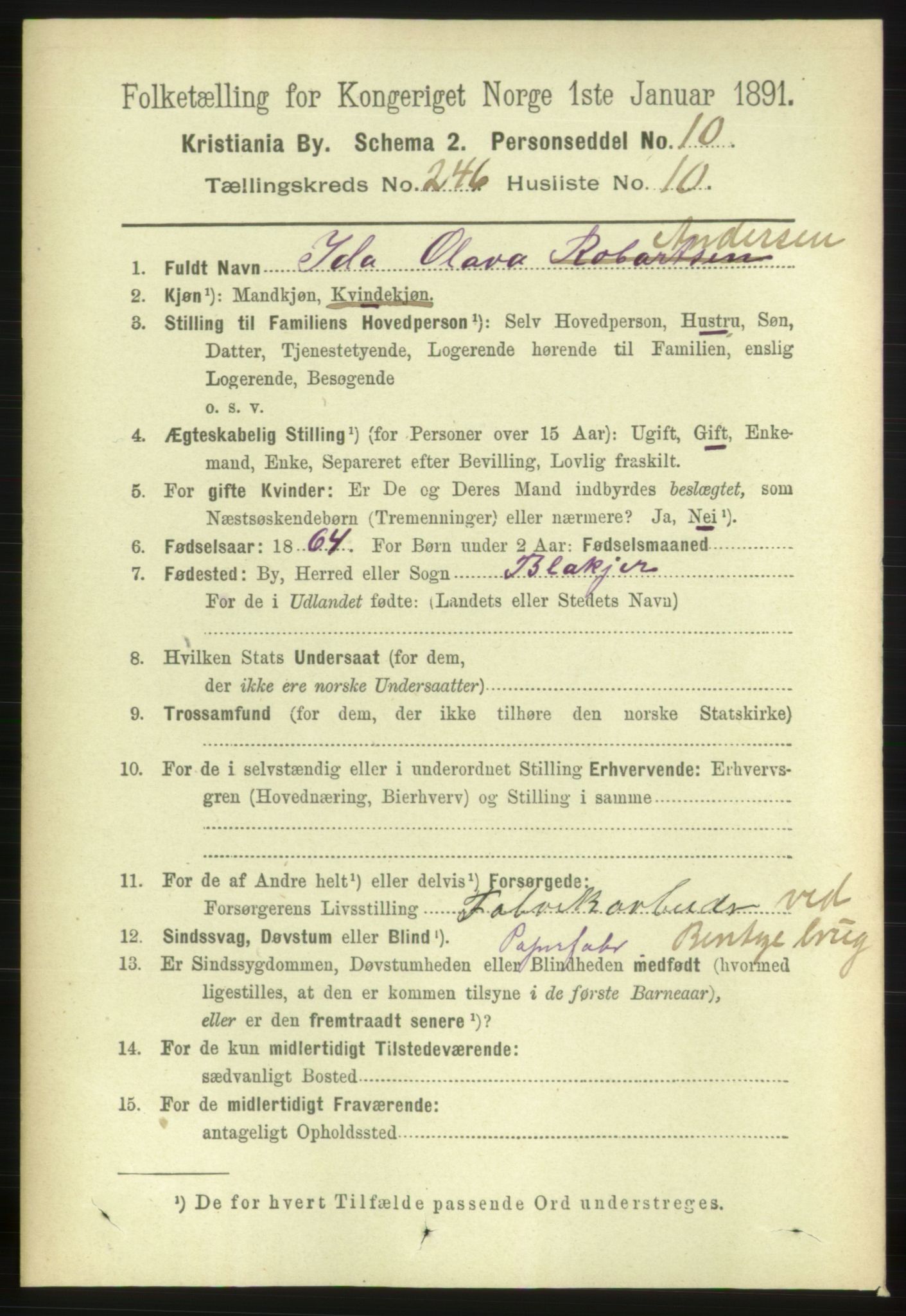 RA, 1891 census for 0301 Kristiania, 1891, p. 150111