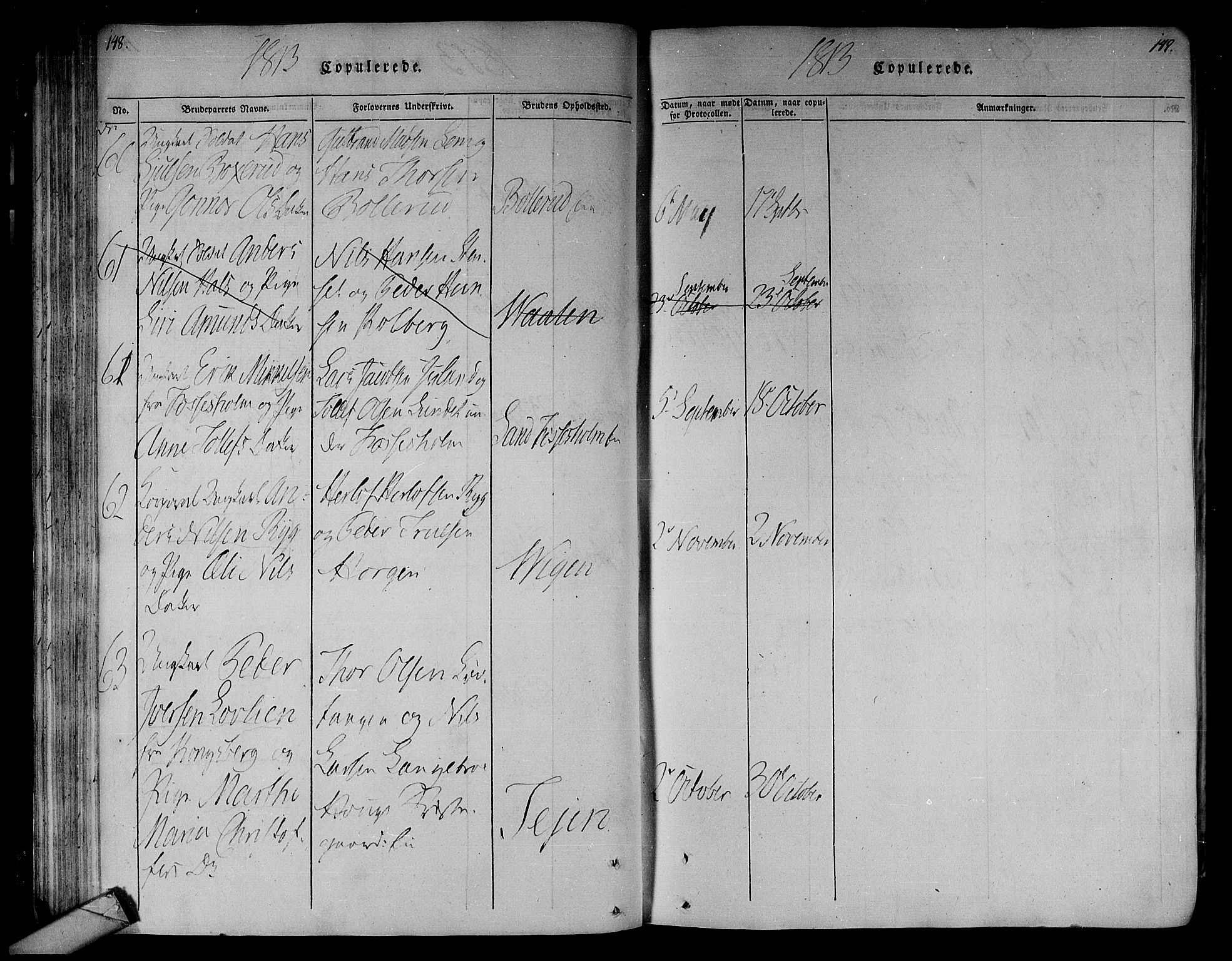 Eiker kirkebøker, AV/SAKO-A-4/F/Fa/L0010: Parish register (official) no. I 10, 1806-1815, p. 148-149