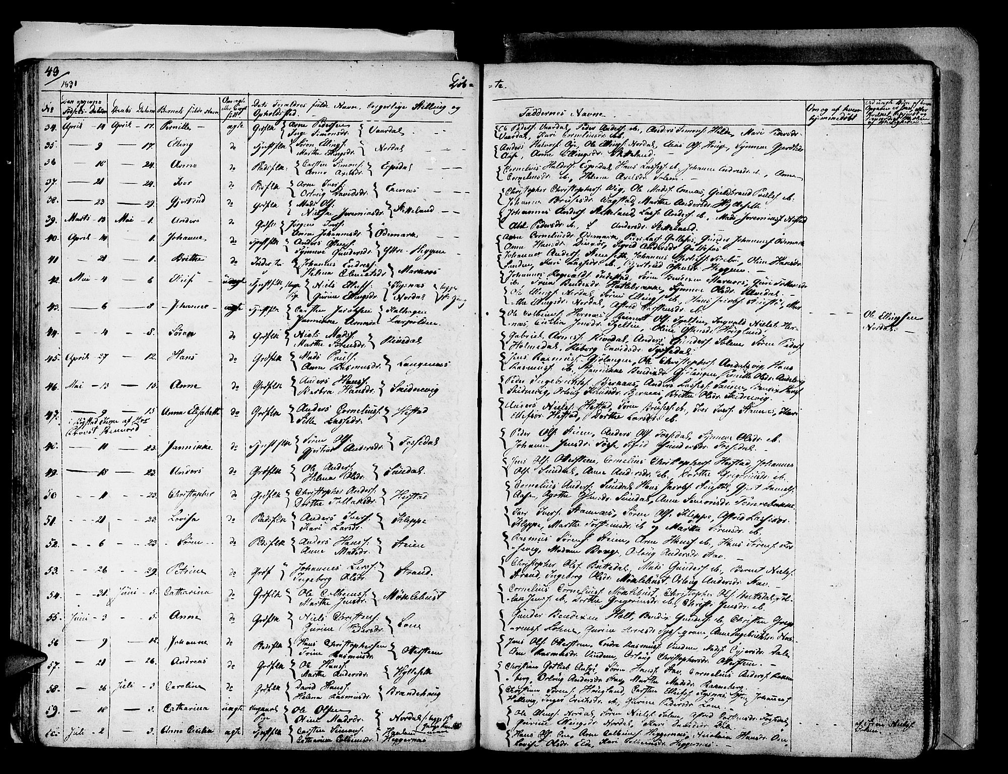 Fjaler sokneprestembete, SAB/A-79801/H/Haa/Haaa/L0005: Parish register (official) no. A 5, 1821-1835, p. 44