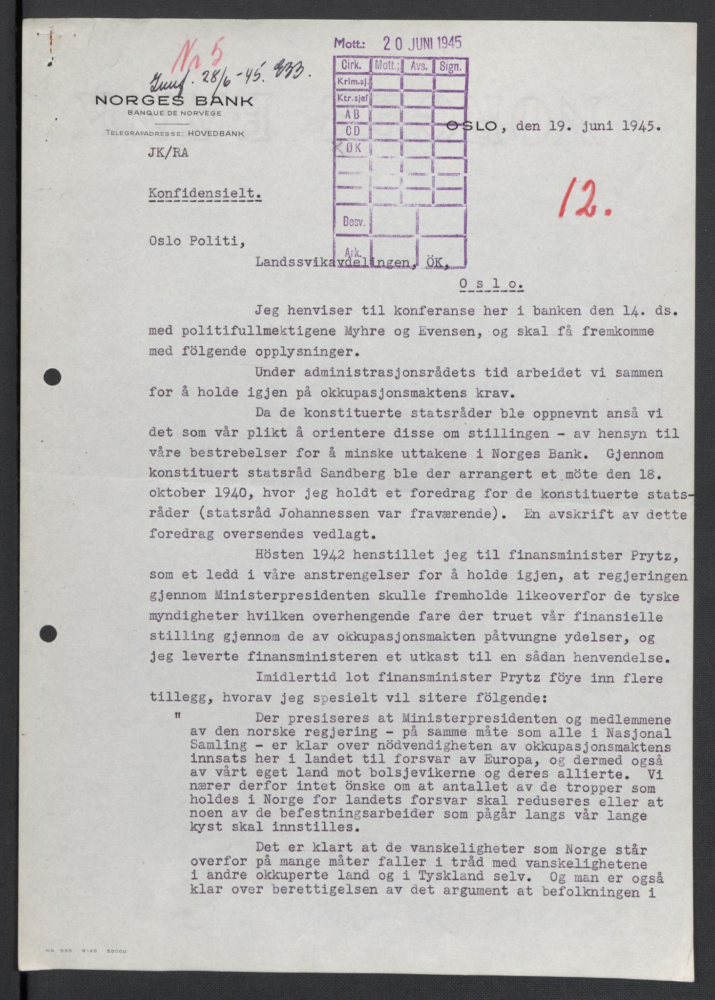 Landssvikarkivet, Oslo politikammer, AV/RA-S-3138-01/D/Da/L0003: Dnr. 29, 1945, p. 2845