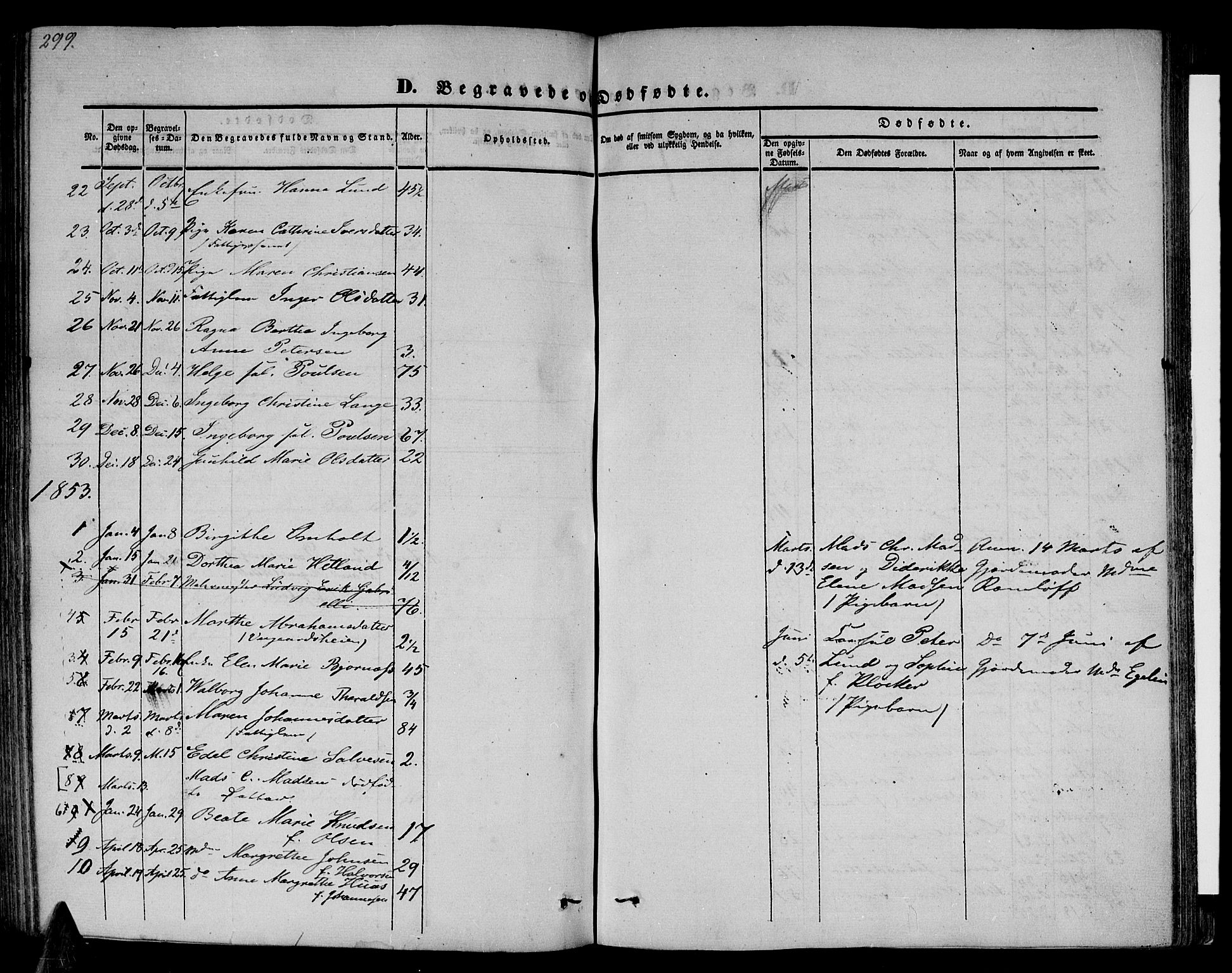 Arendal sokneprestkontor, Trefoldighet, SAK/1111-0040/F/Fb/L0002: Parish register (copy) no. B 2, 1838-1860, p. 299