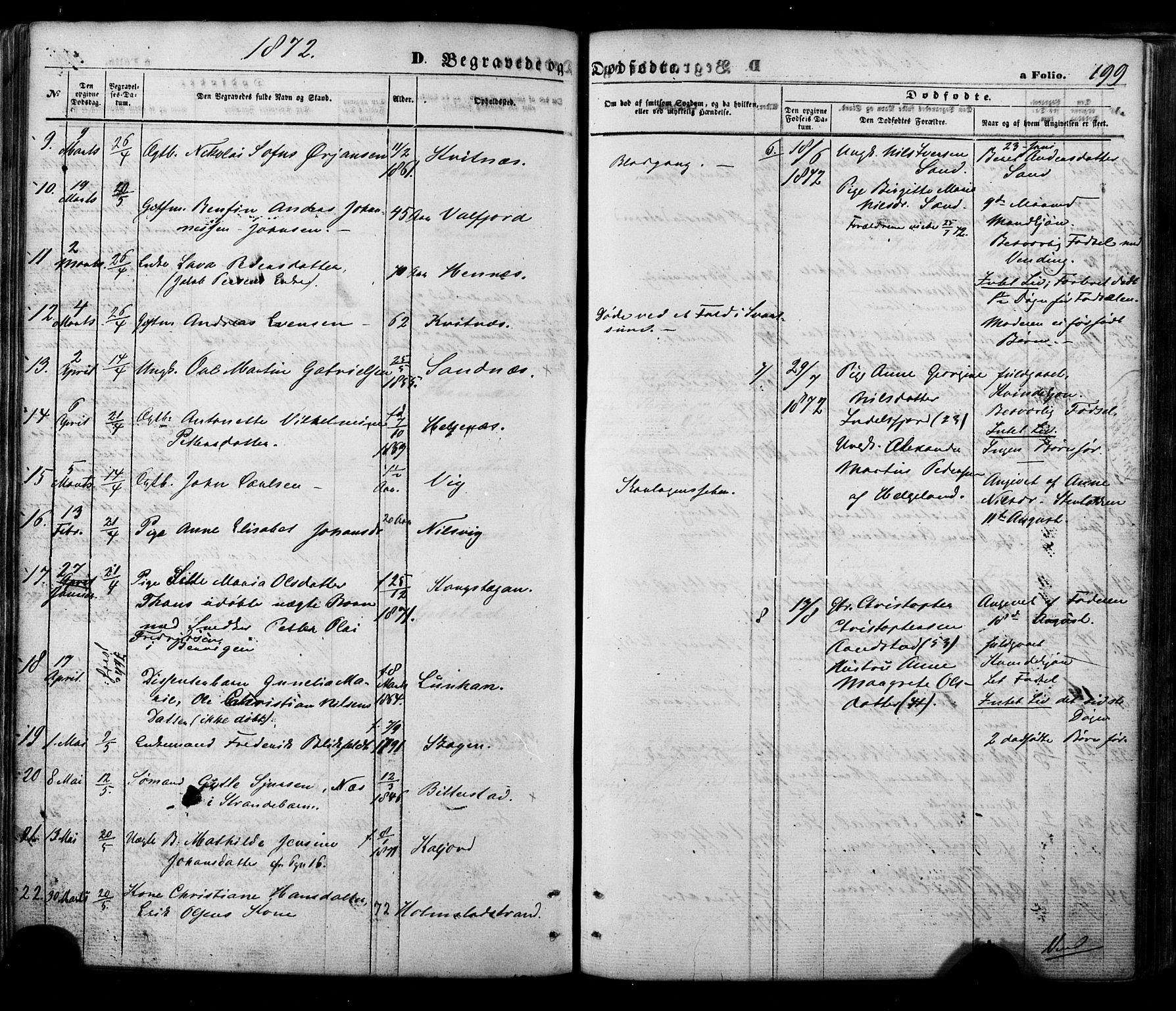 Ministerialprotokoller, klokkerbøker og fødselsregistre - Nordland, AV/SAT-A-1459/888/L1242: Parish register (official) no. 888A08, 1870-1875, p. 199