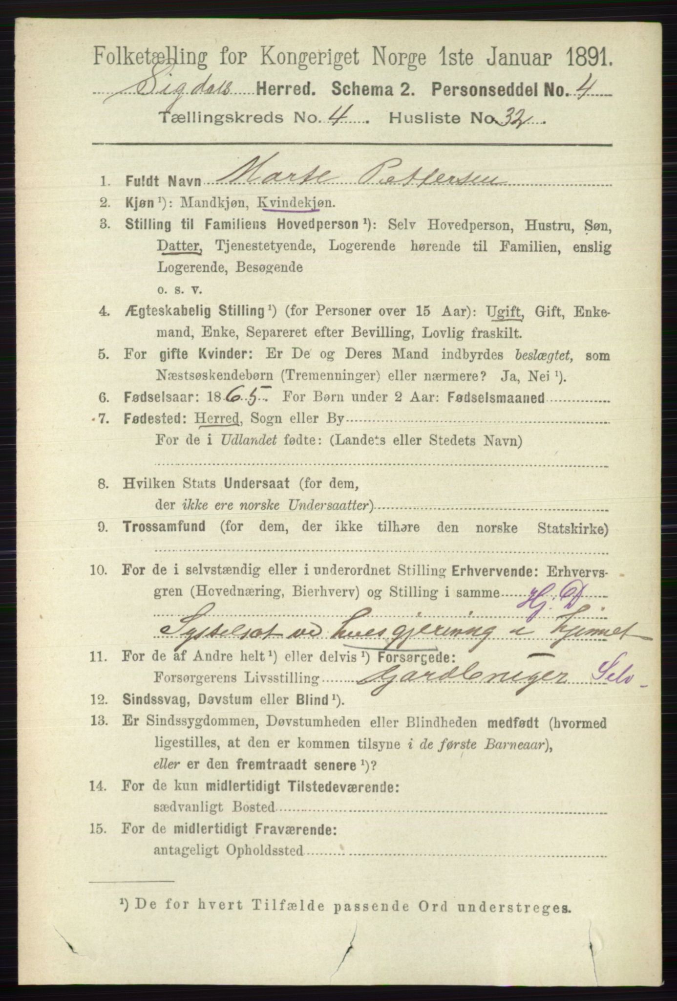 RA, 1891 census for 0621 Sigdal, 1891, p. 1840