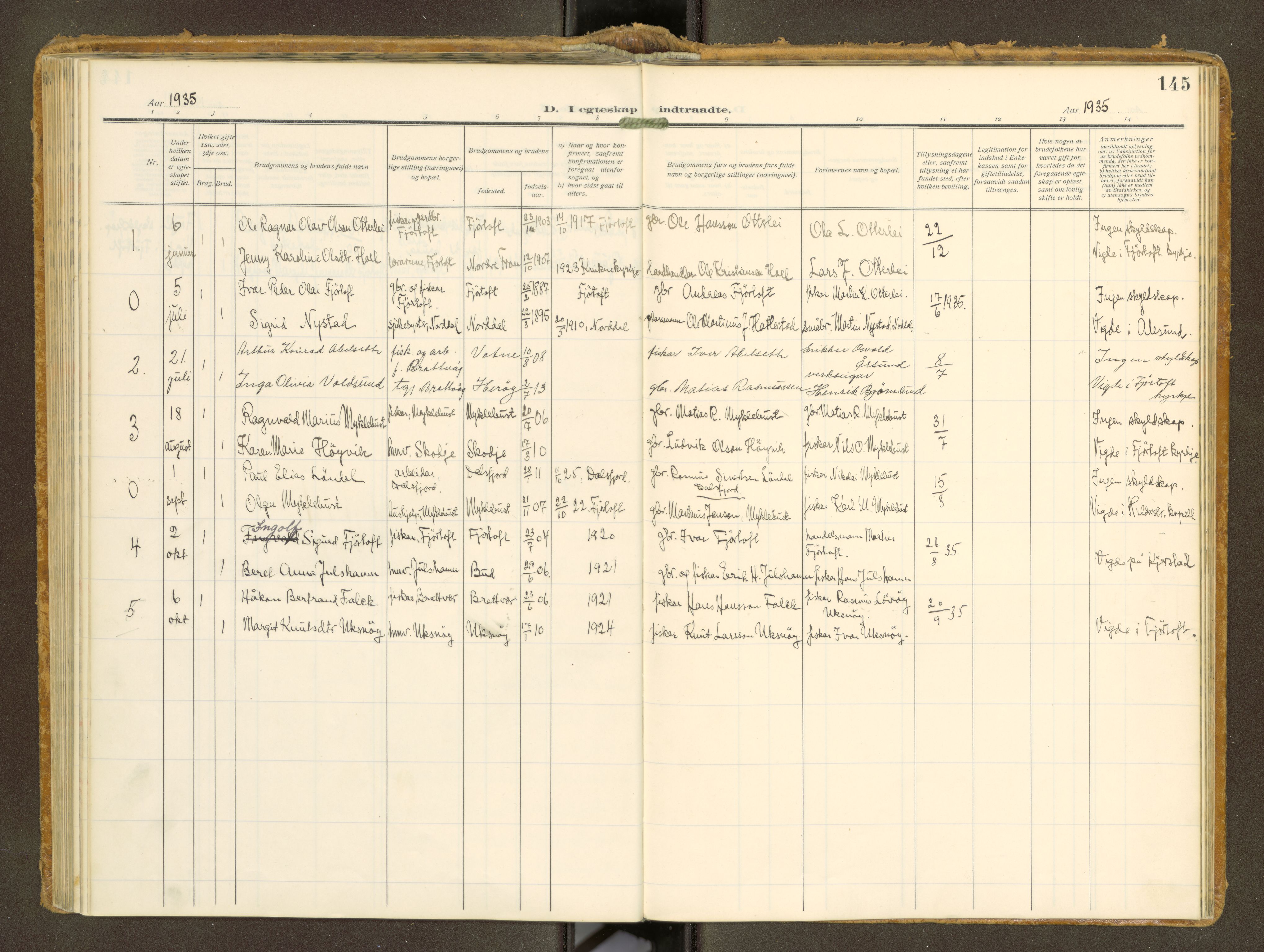 Ministerialprotokoller, klokkerbøker og fødselsregistre - Møre og Romsdal, AV/SAT-A-1454/538/L0528: Parish register (official) no. 538A--, 1911-1935, p. 145