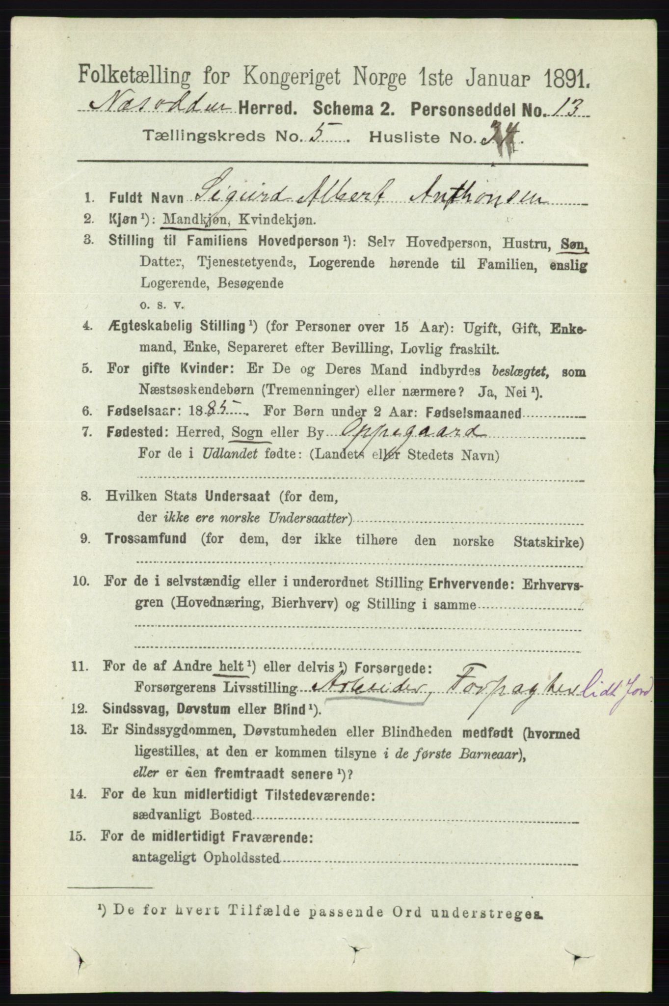 RA, 1891 census for 0216 Nesodden, 1891, p. 2233