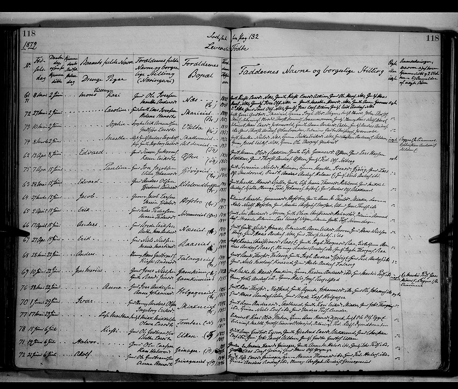 Gran prestekontor, SAH/PREST-112/H/Ha/Haa/L0013: Parish register (official) no. 13, 1875-1879, p. 118