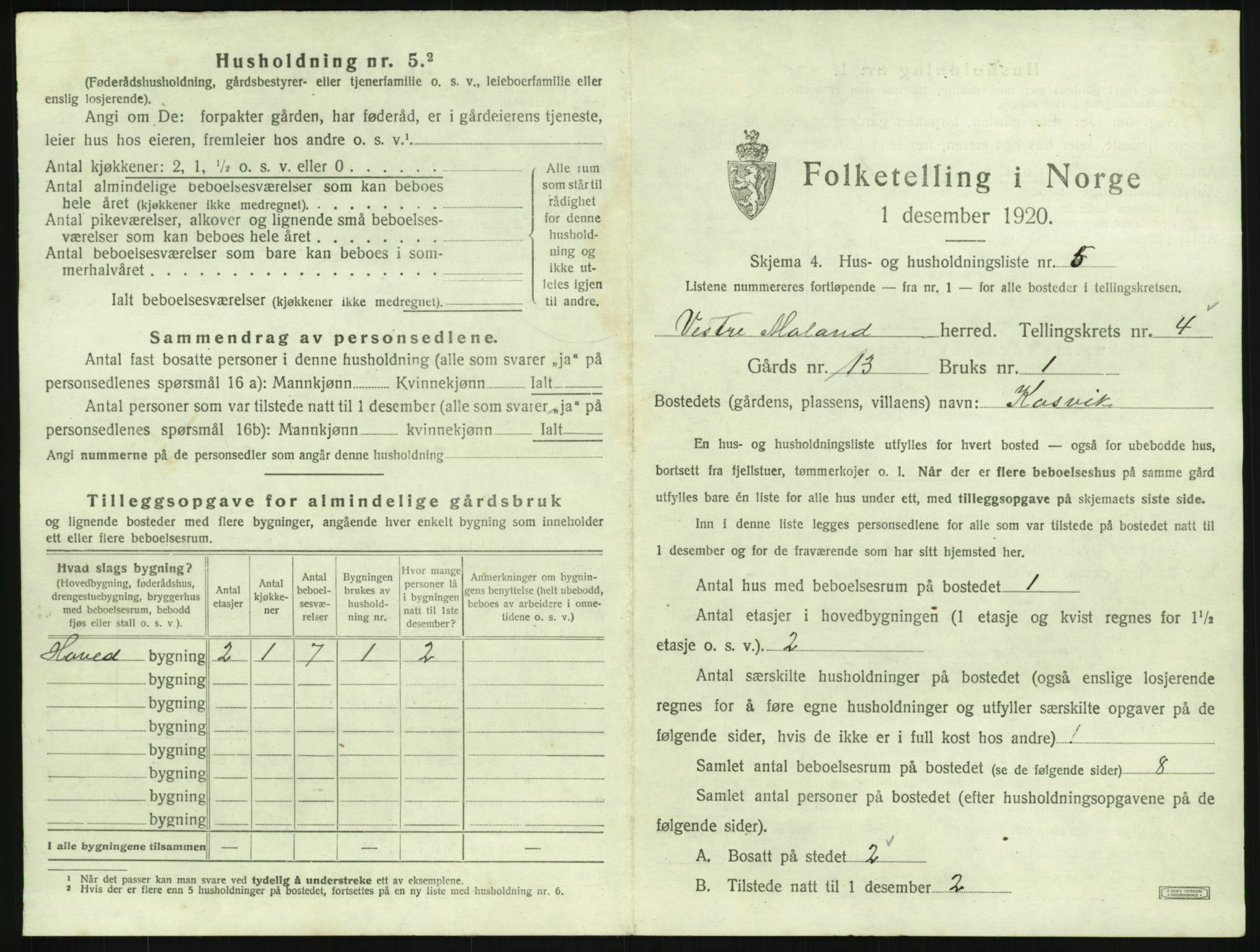 SAK, 1920 census for Vestre Moland, 1920, p. 585