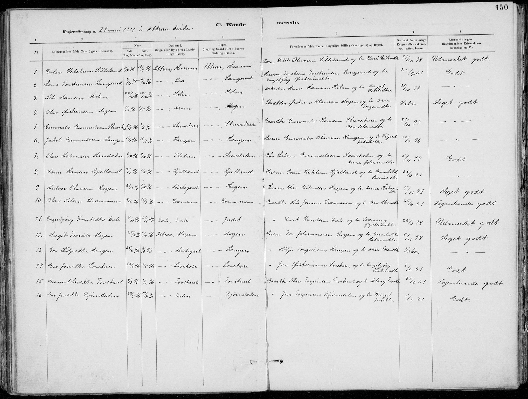Tinn kirkebøker, SAKO/A-308/F/Fa/L0007: Parish register (official) no. I 7, 1878-1922, p. 150