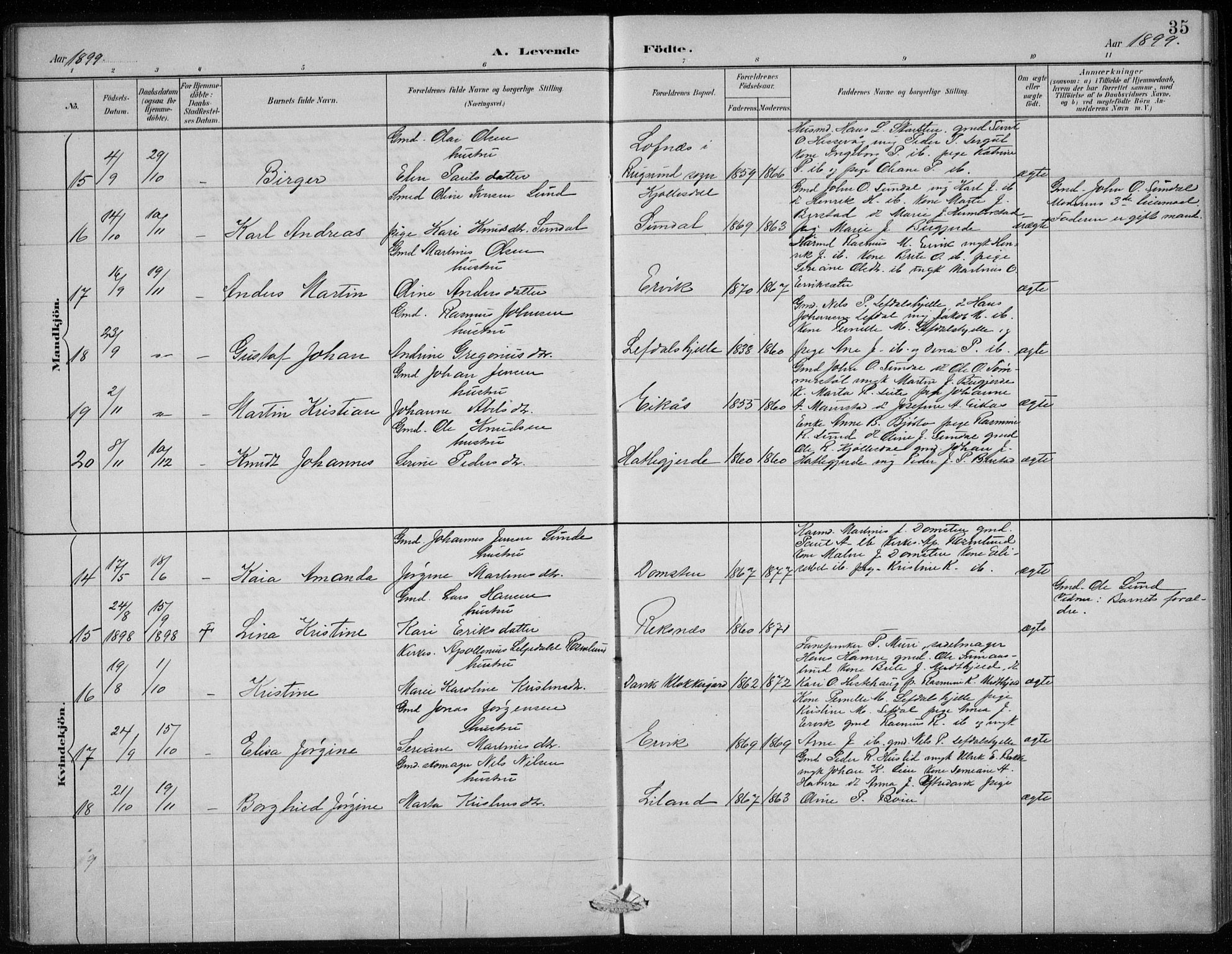 Davik sokneprestembete, AV/SAB-A-79701/H/Hab/Haba/L0002: Parish register (copy) no. A 2, 1890-1911, p. 35