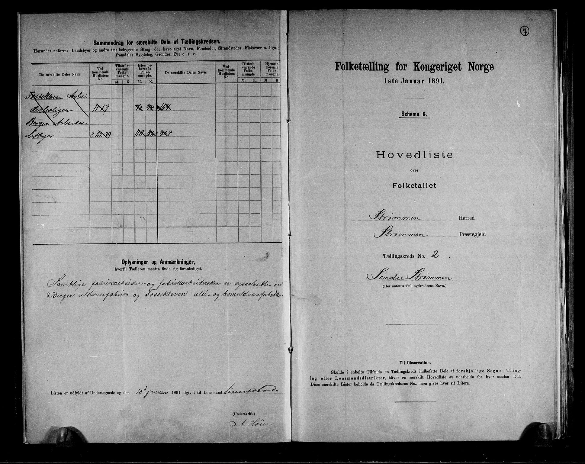 RA, 1891 census for 0711 Strømm, 1891, p. 7