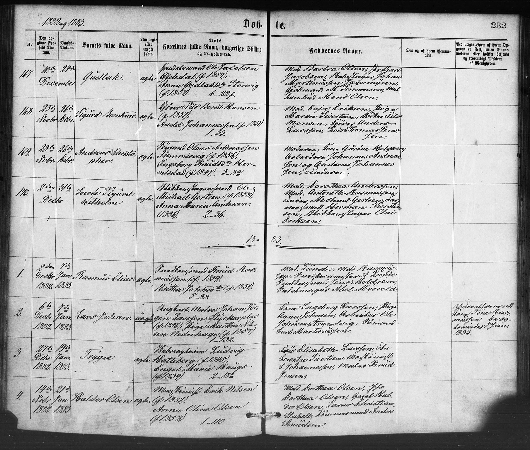 Nykirken Sokneprestembete, SAB/A-77101/H/Haa/L0016: Parish register (official) no. B 3, 1870-1884, p. 232