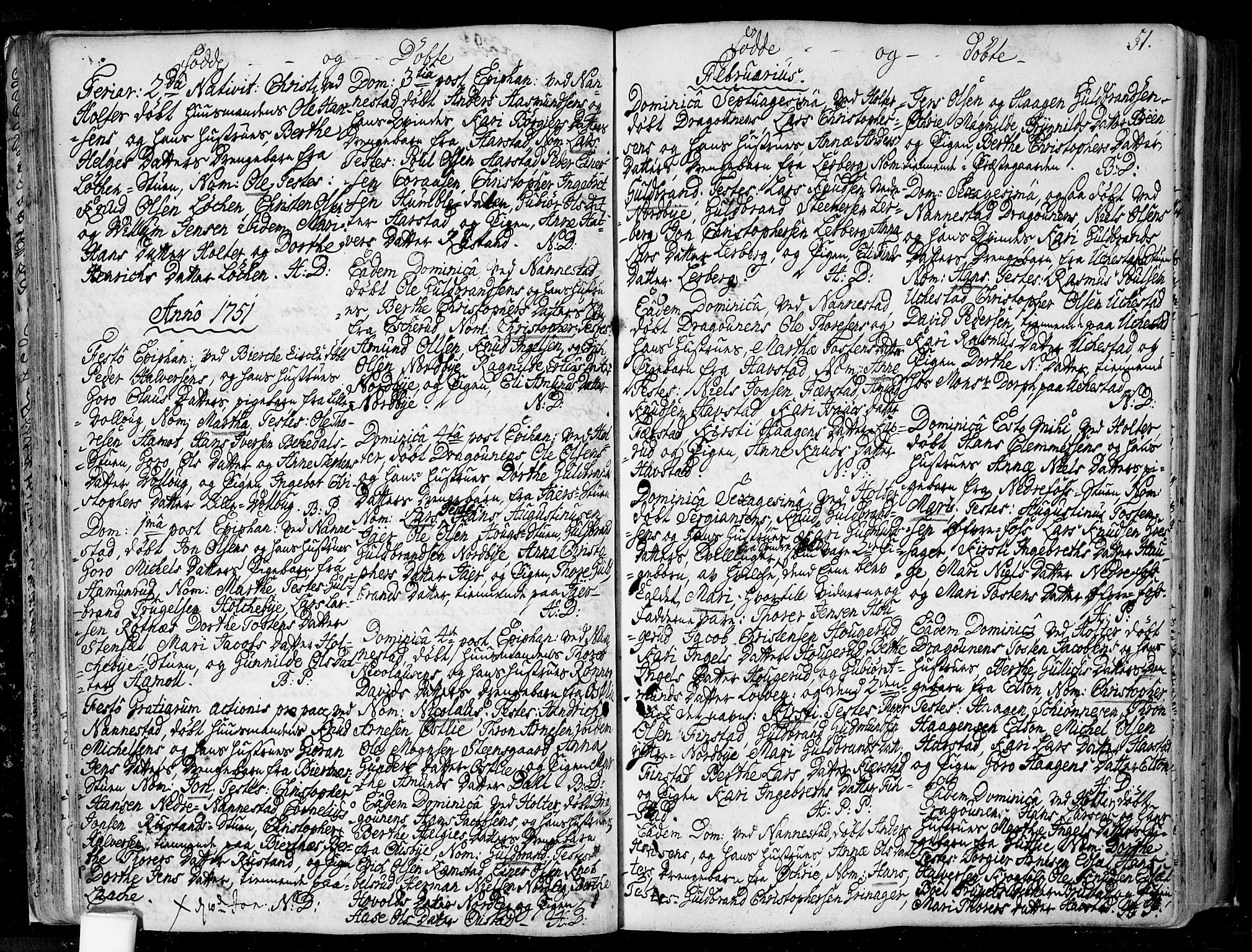 Nannestad prestekontor Kirkebøker, SAO/A-10414a/F/Fa/L0006: Parish register (official) no. I 6, 1739-1754, p. 51