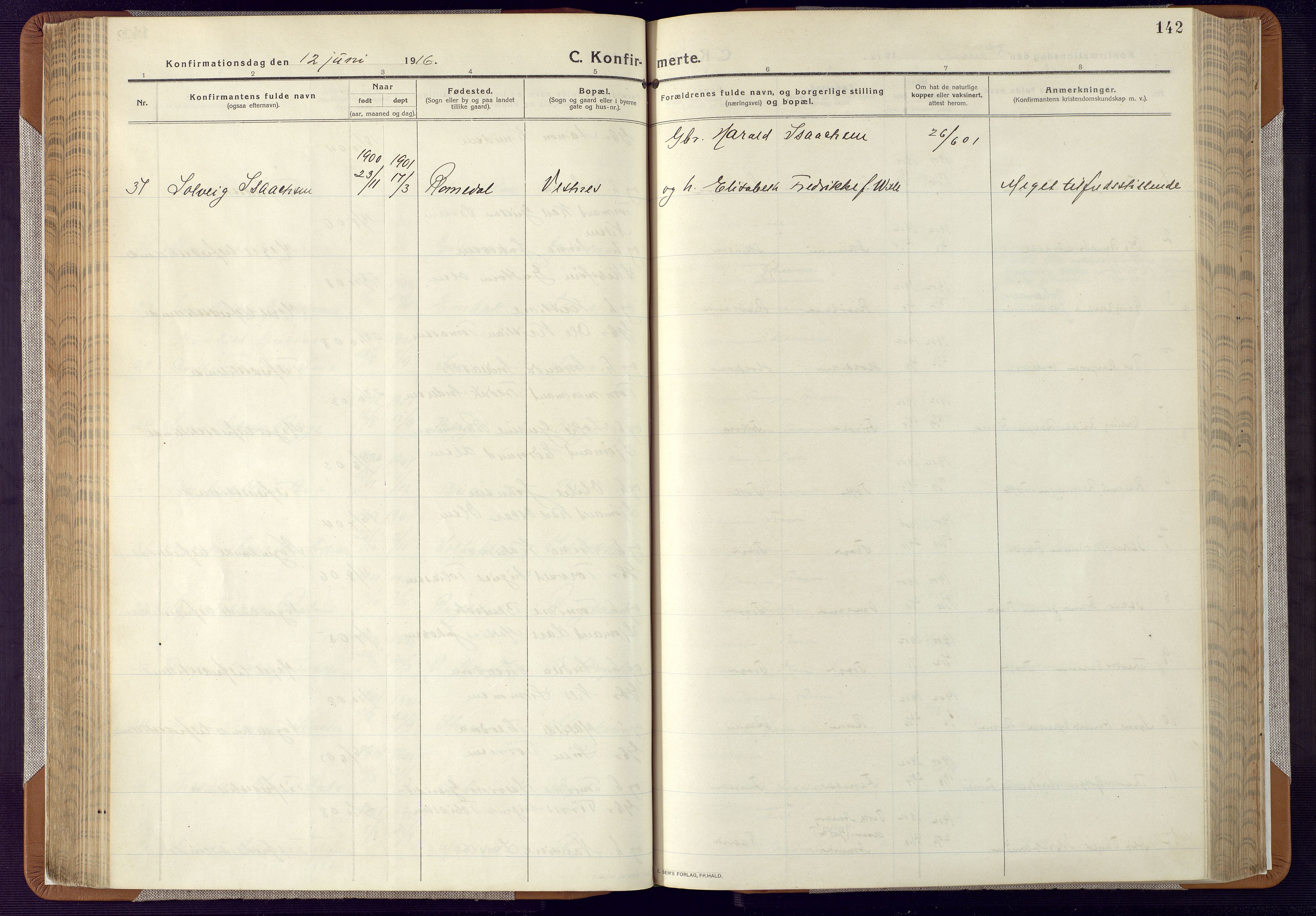 Mandal sokneprestkontor, AV/SAK-1111-0030/F/Fa/Faa/L0022: Parish register (official) no. A 22, 1913-1925, p. 142