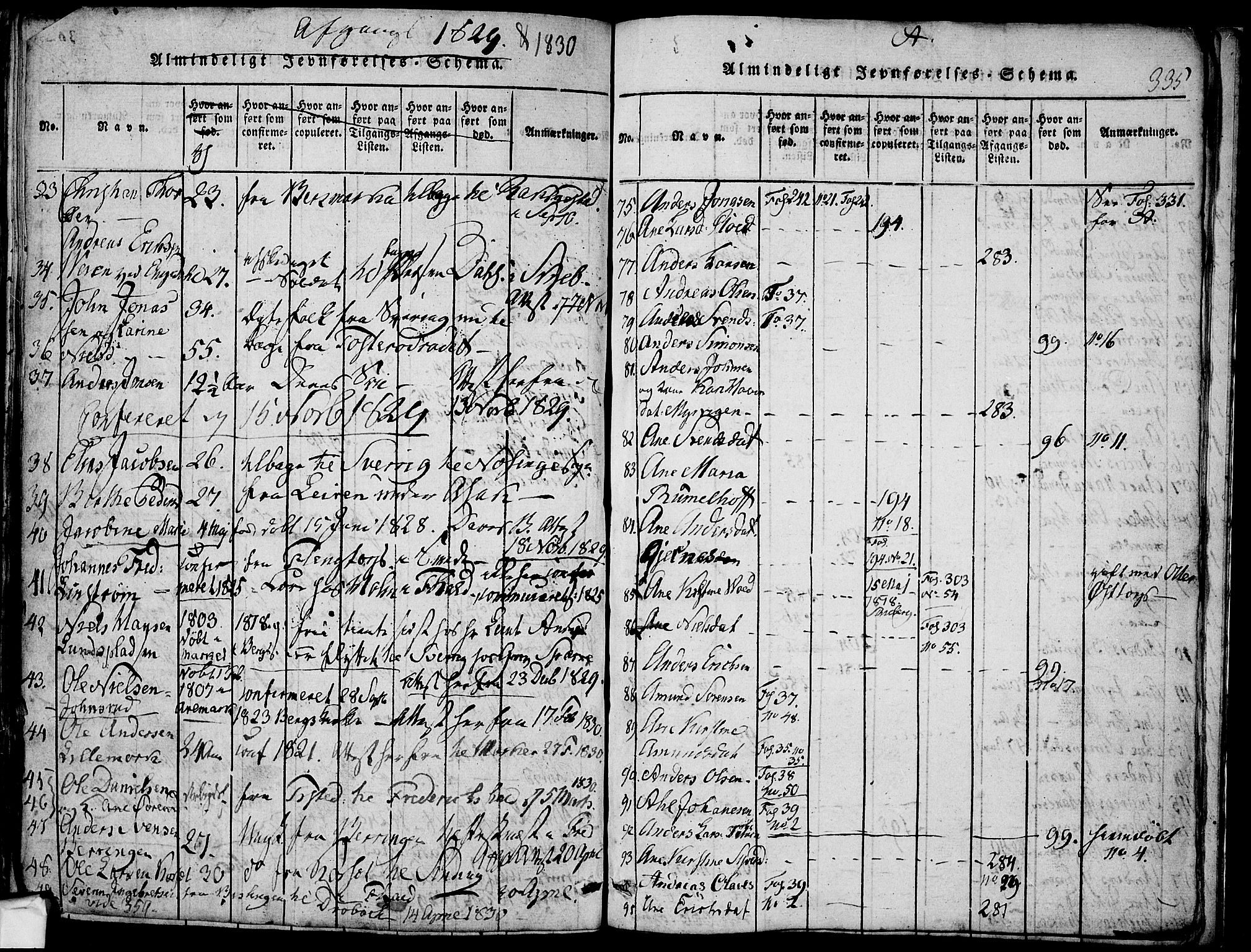 Berg prestekontor Kirkebøker, SAO/A-10902/F/Fa/L0002: Parish register (official) no. I 2, 1815-1831, p. 335