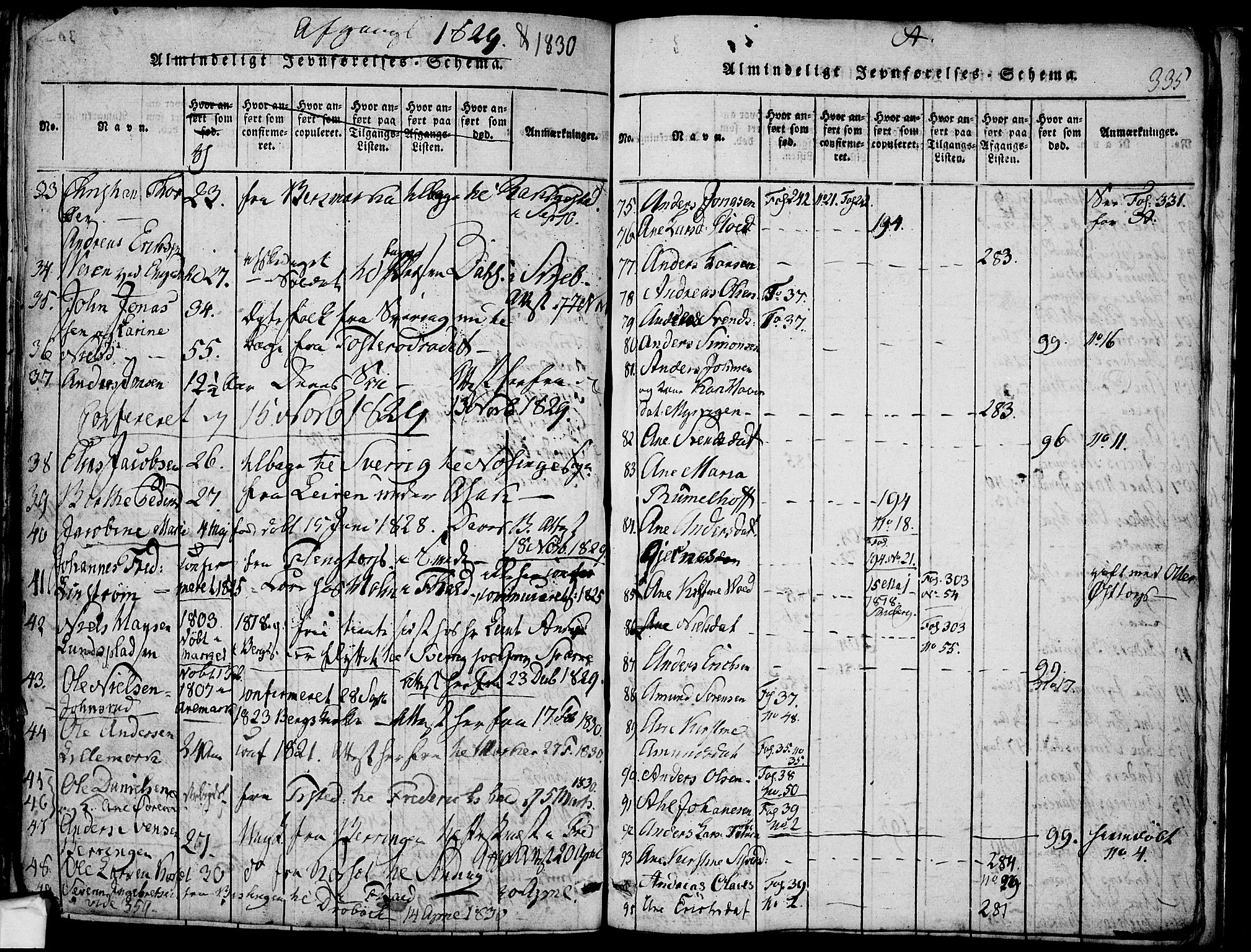 Berg prestekontor Kirkebøker, AV/SAO-A-10902/F/Fa/L0002: Parish register (official) no. I 2, 1815-1831, p. 335