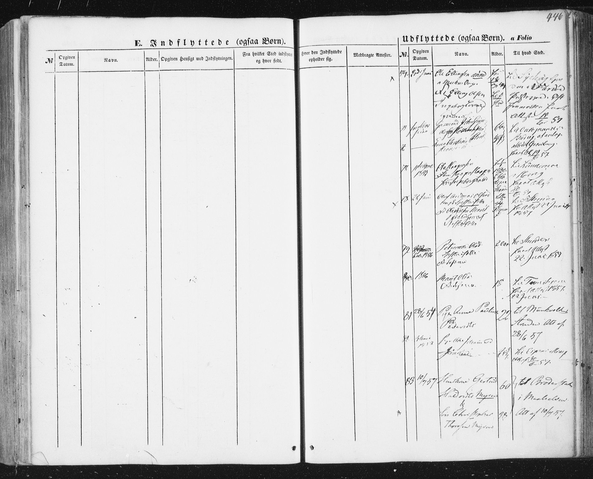 Ministerialprotokoller, klokkerbøker og fødselsregistre - Sør-Trøndelag, SAT/A-1456/691/L1076: Parish register (official) no. 691A08, 1852-1861, p. 446