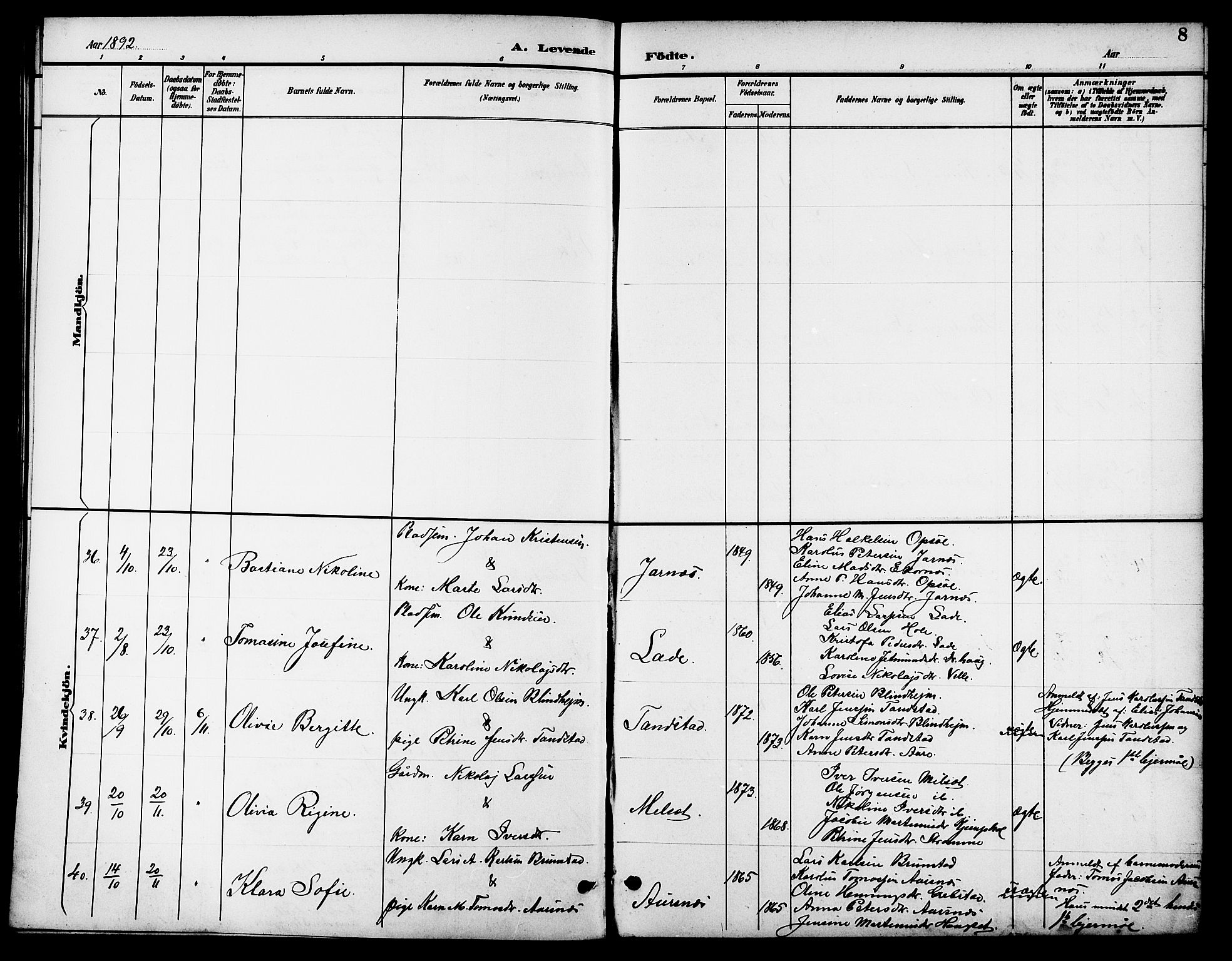 Ministerialprotokoller, klokkerbøker og fødselsregistre - Møre og Romsdal, AV/SAT-A-1454/523/L0340: Parish register (copy) no. 523C03, 1892-1902, p. 8