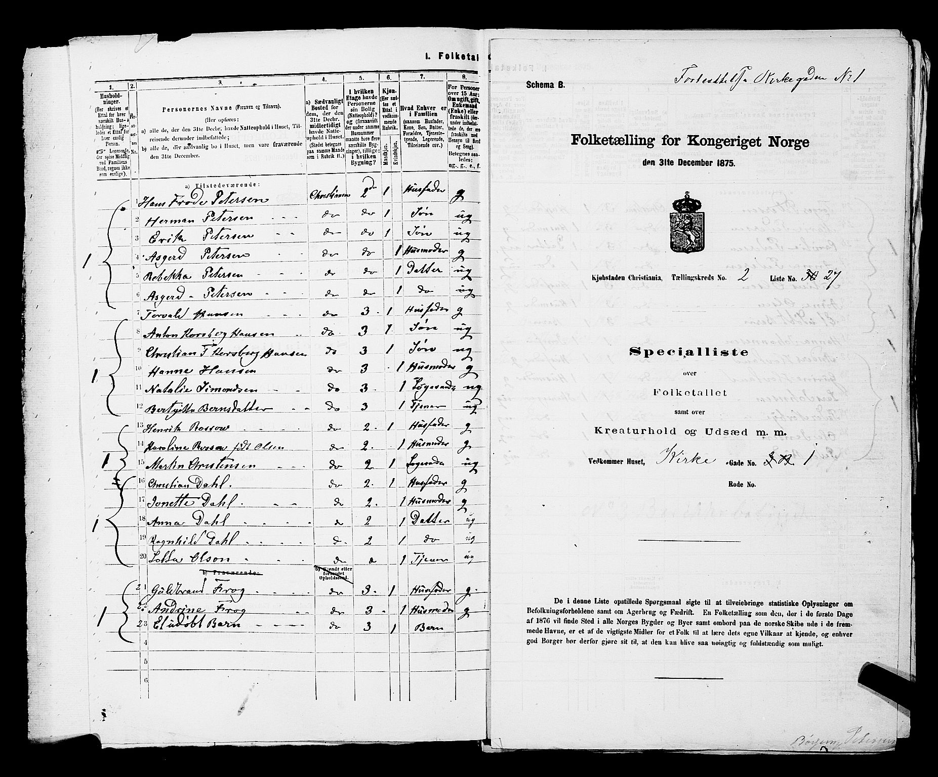 RA, 1875 census for 0301 Kristiania, 1875, p. 167