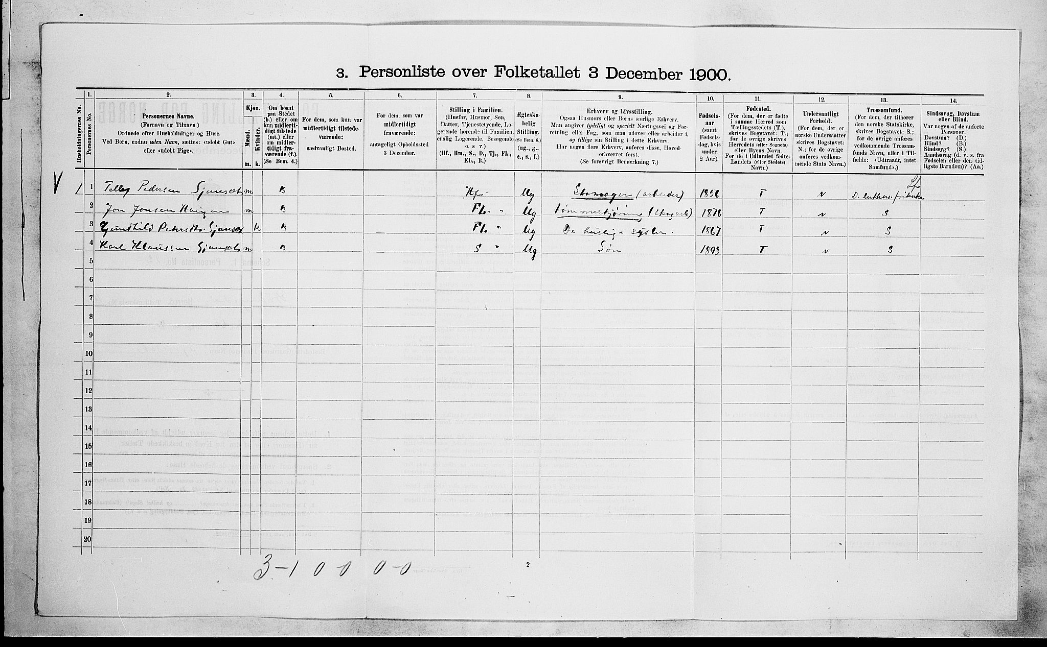 SAKO, 1900 census for Drangedal, 1900, p. 1271