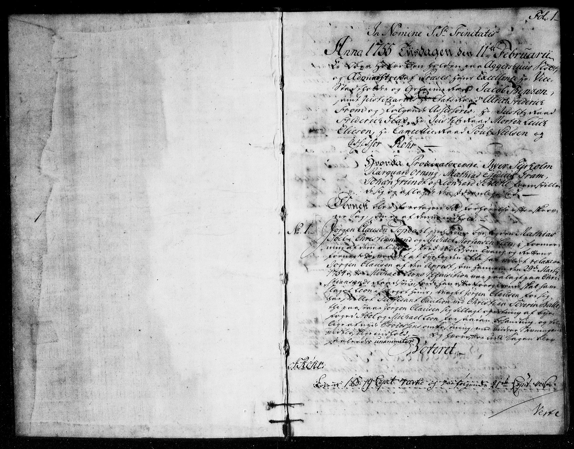 Overhoffretten 1667-1797, AV/RA-EA-2884/Ac/L0191: Voteringsprotokoll, 1755, p. 0b-1a