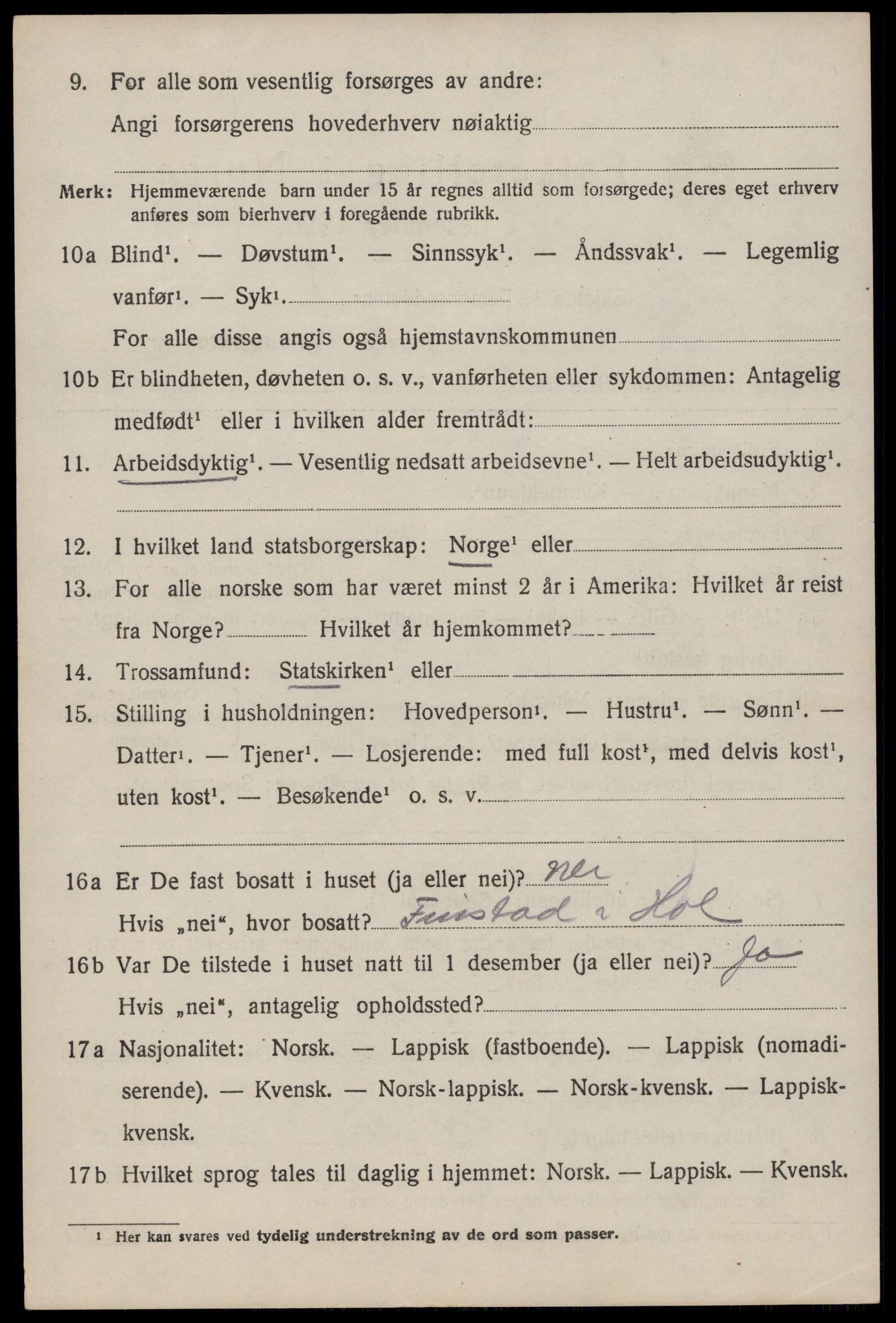 SAT, 1920 census for Hol, 1920, p. 2124