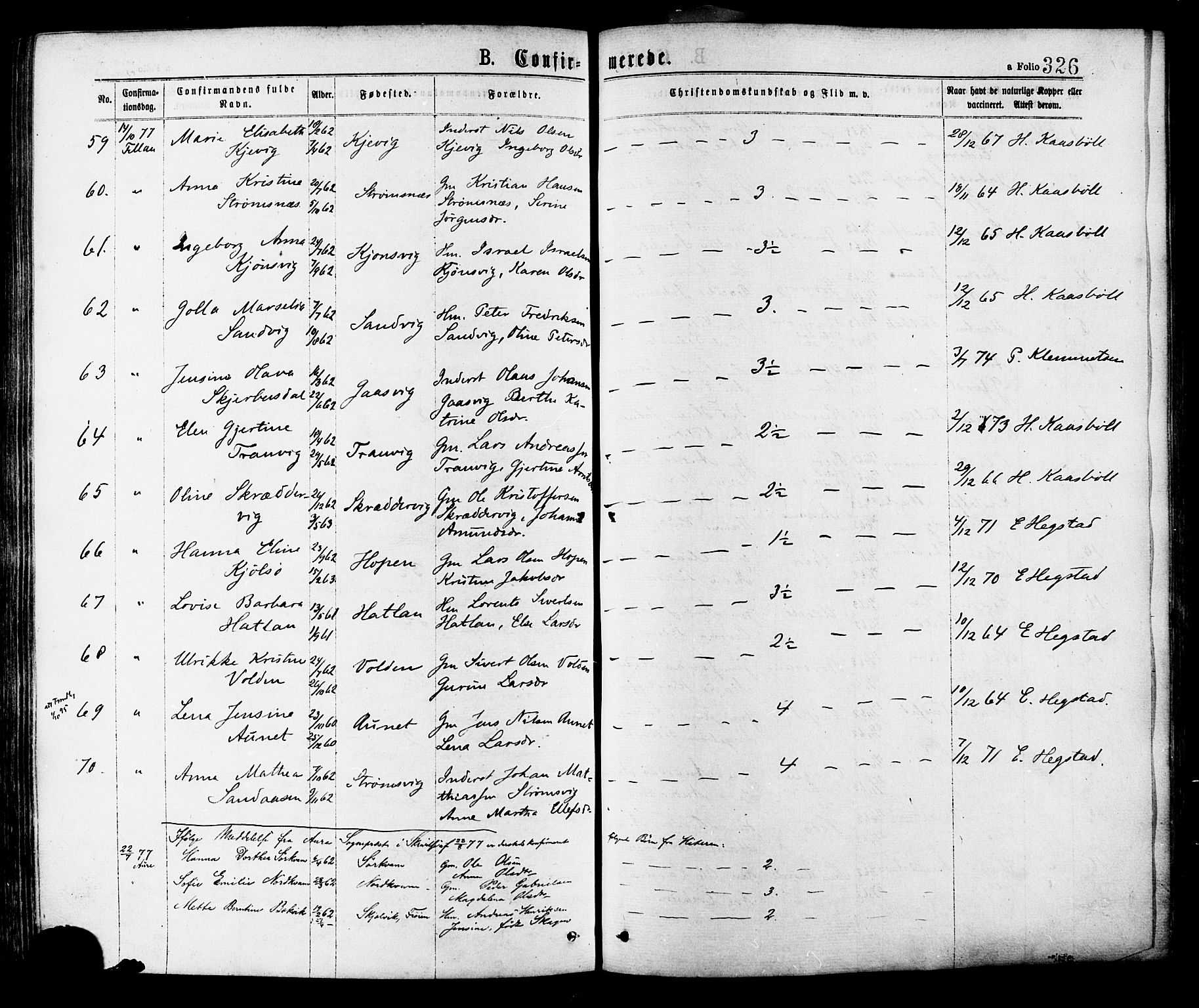 Ministerialprotokoller, klokkerbøker og fødselsregistre - Sør-Trøndelag, AV/SAT-A-1456/634/L0532: Parish register (official) no. 634A08, 1871-1881, p. 326